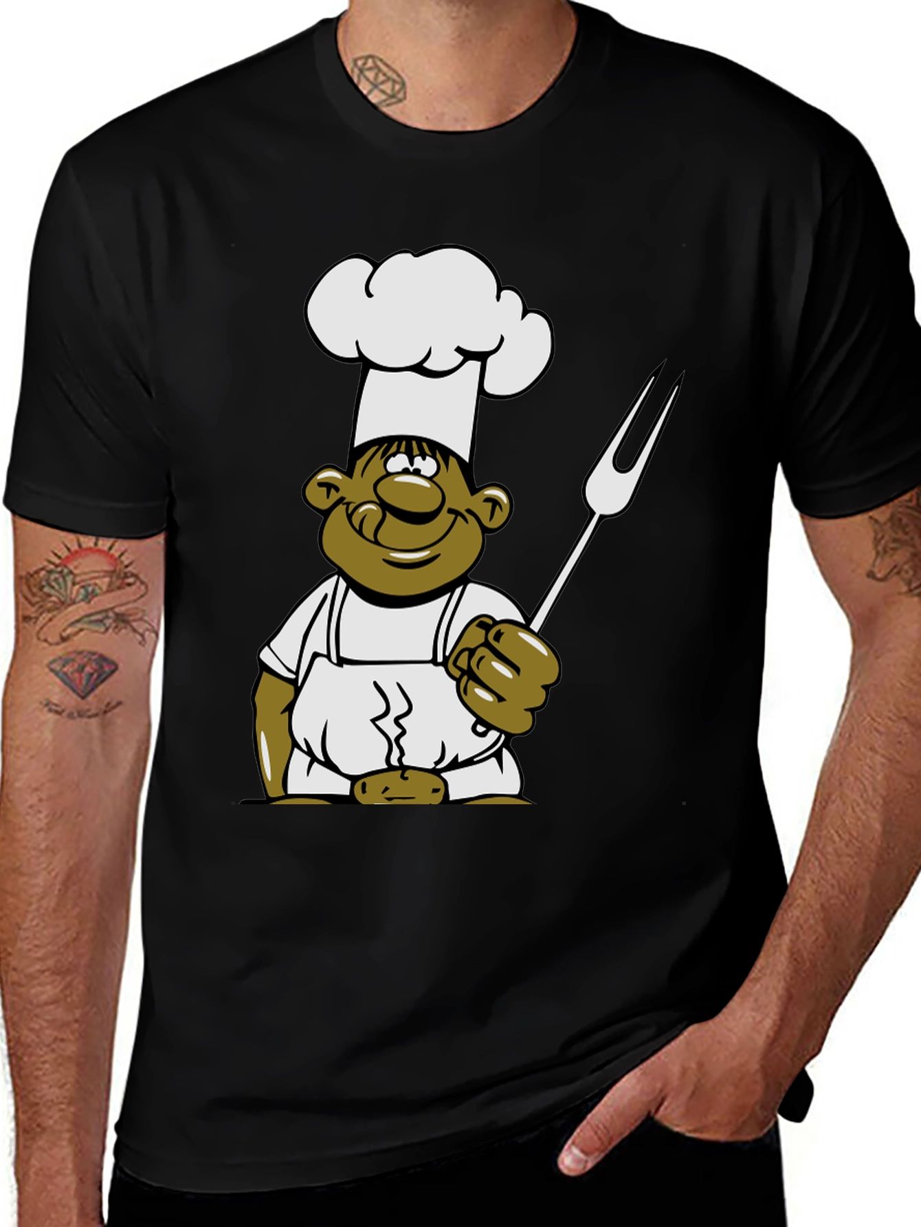Variant 28 of Chef Cartoon Graphic T-Shirt - Black