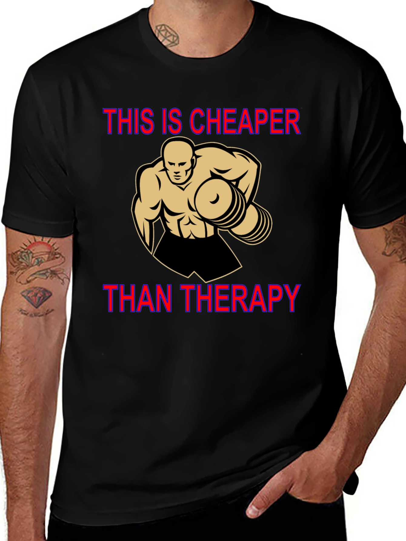Variant 20 of Workout Motivation T-Shirt: Cheaper Than Therapy