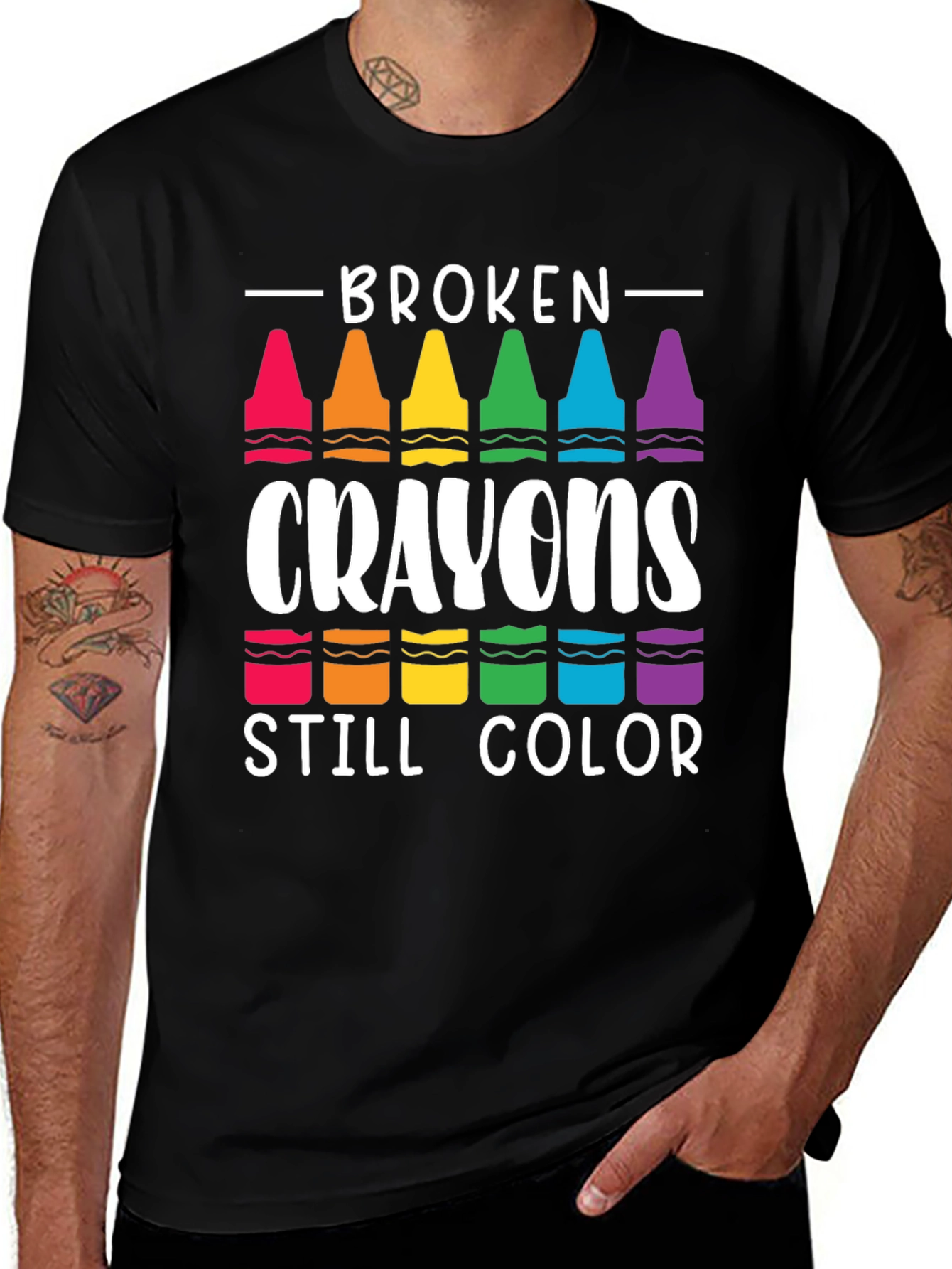Variant 26 of Broken Crayons Still Color Graphic Tee