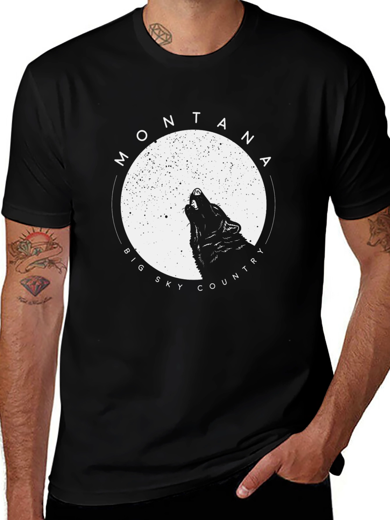 Montana Big Sky Country Wolf Graphic T-Shirt