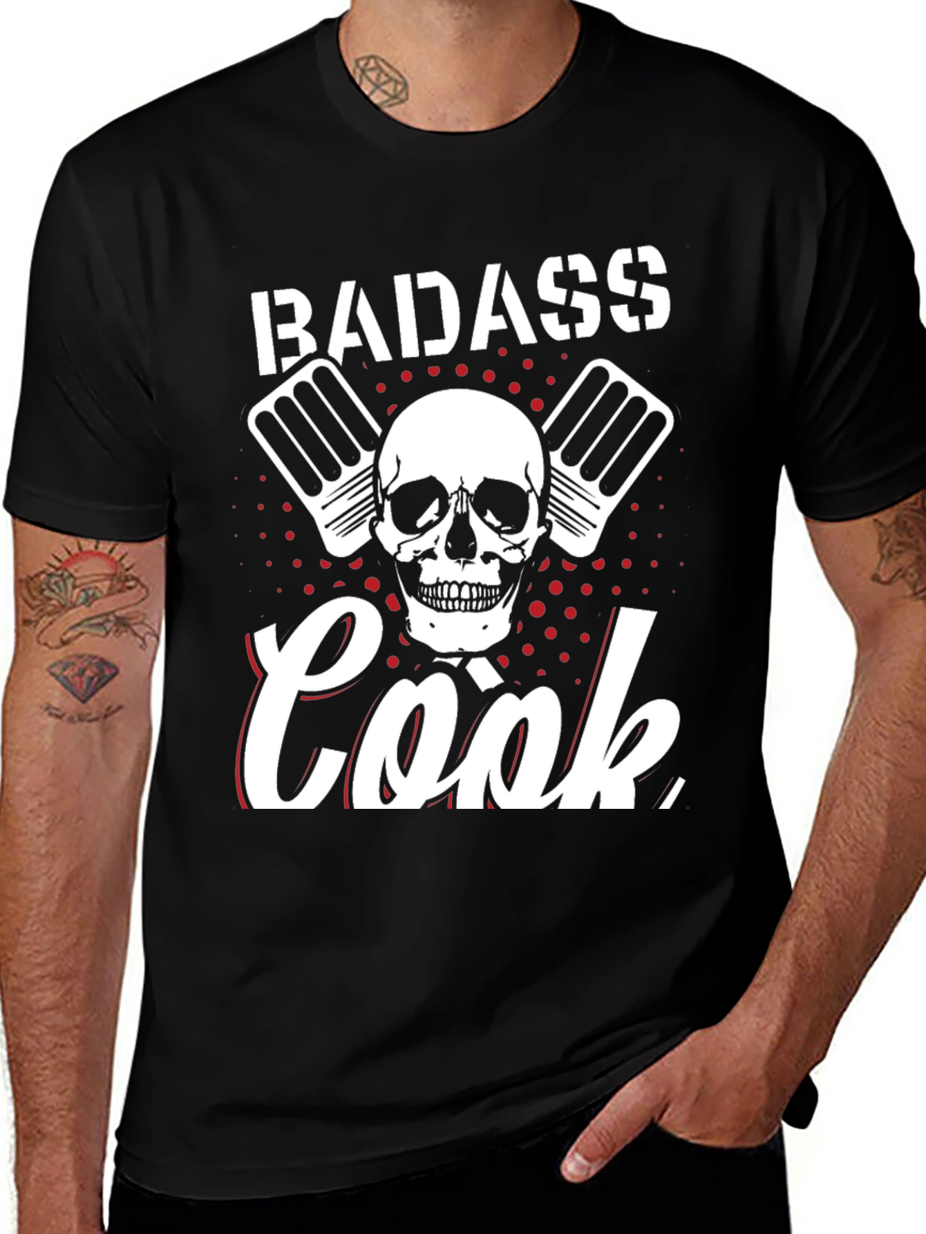 Variant 20 of Badass Cook T-Shirt - Skull & Cleavers Graphic Tee