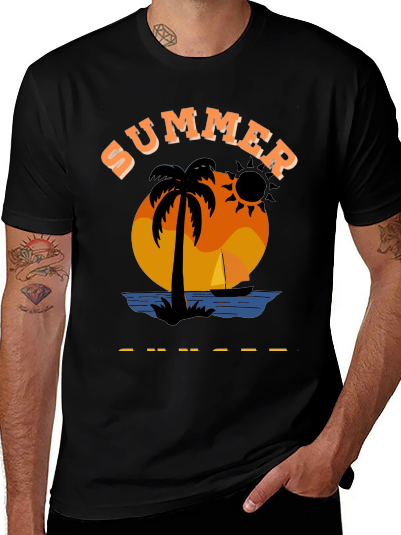 Variant 17 of Summer Graphic T-Shirt, Black Cotton Blend
