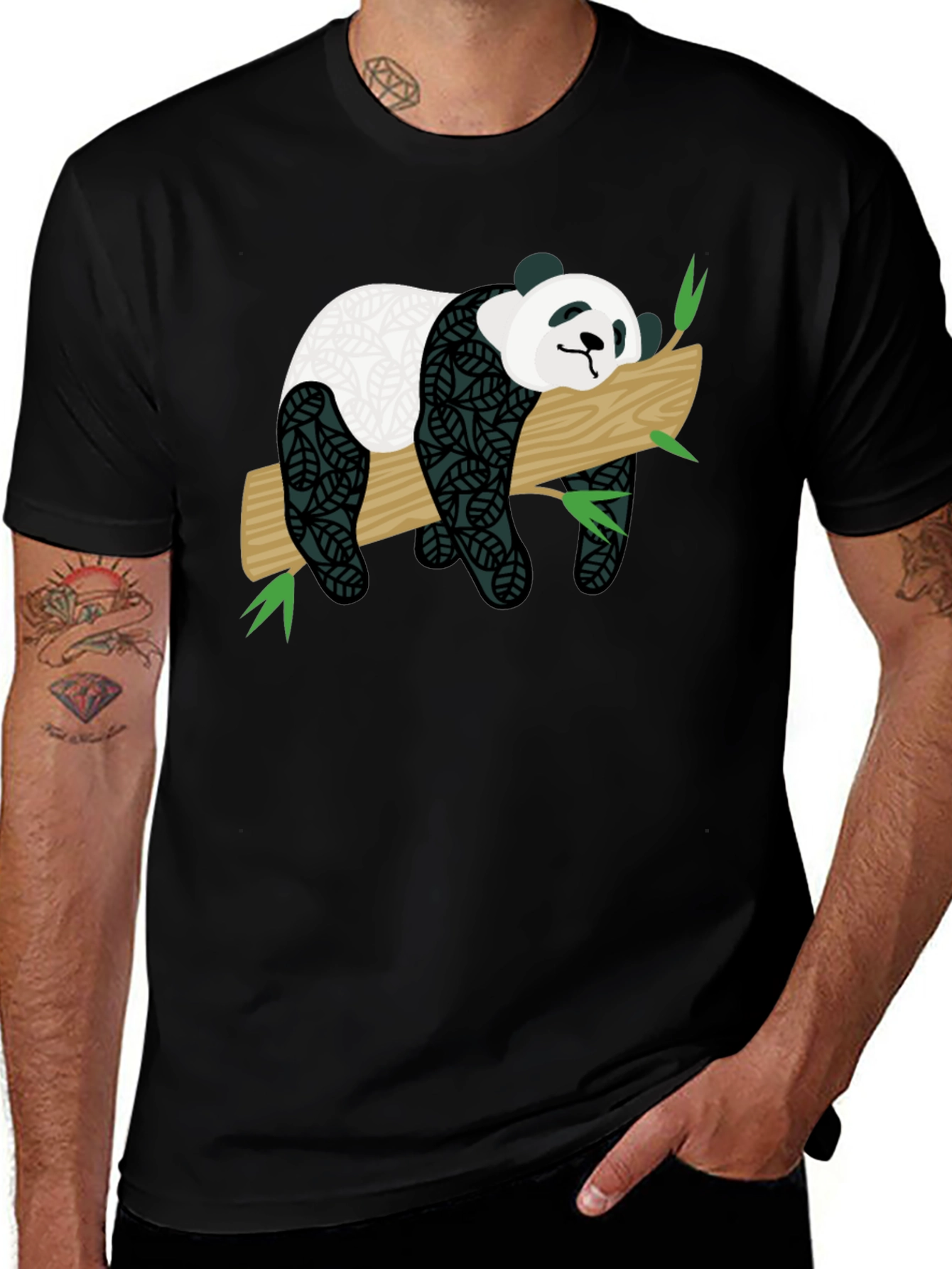 Variant 12 of Cute Panda on Branch Graphic T-Shirt