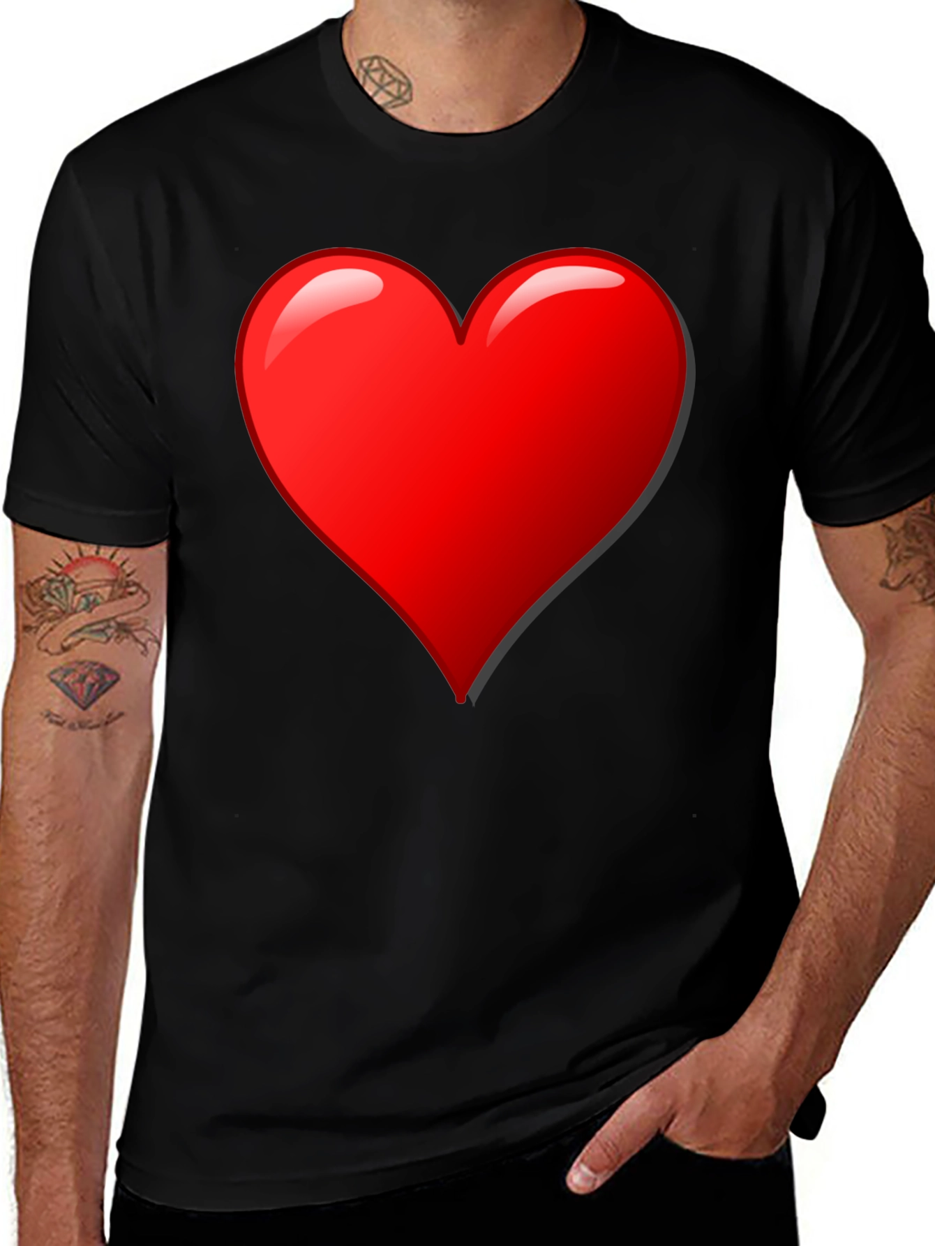 Variant 7 of Heart Graphic Black T-Shirt for Men