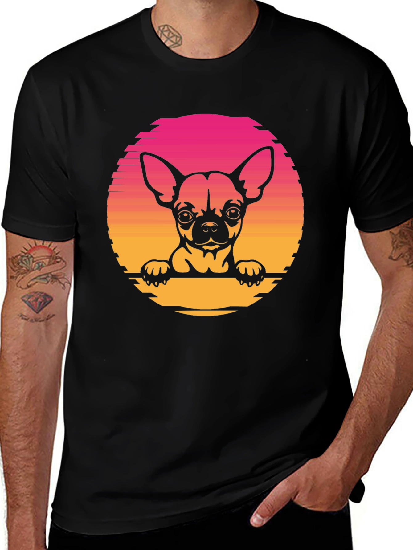 Variant 5 of Chihuahua Sunset Graphic Tee - Unisex Black T-Shirt