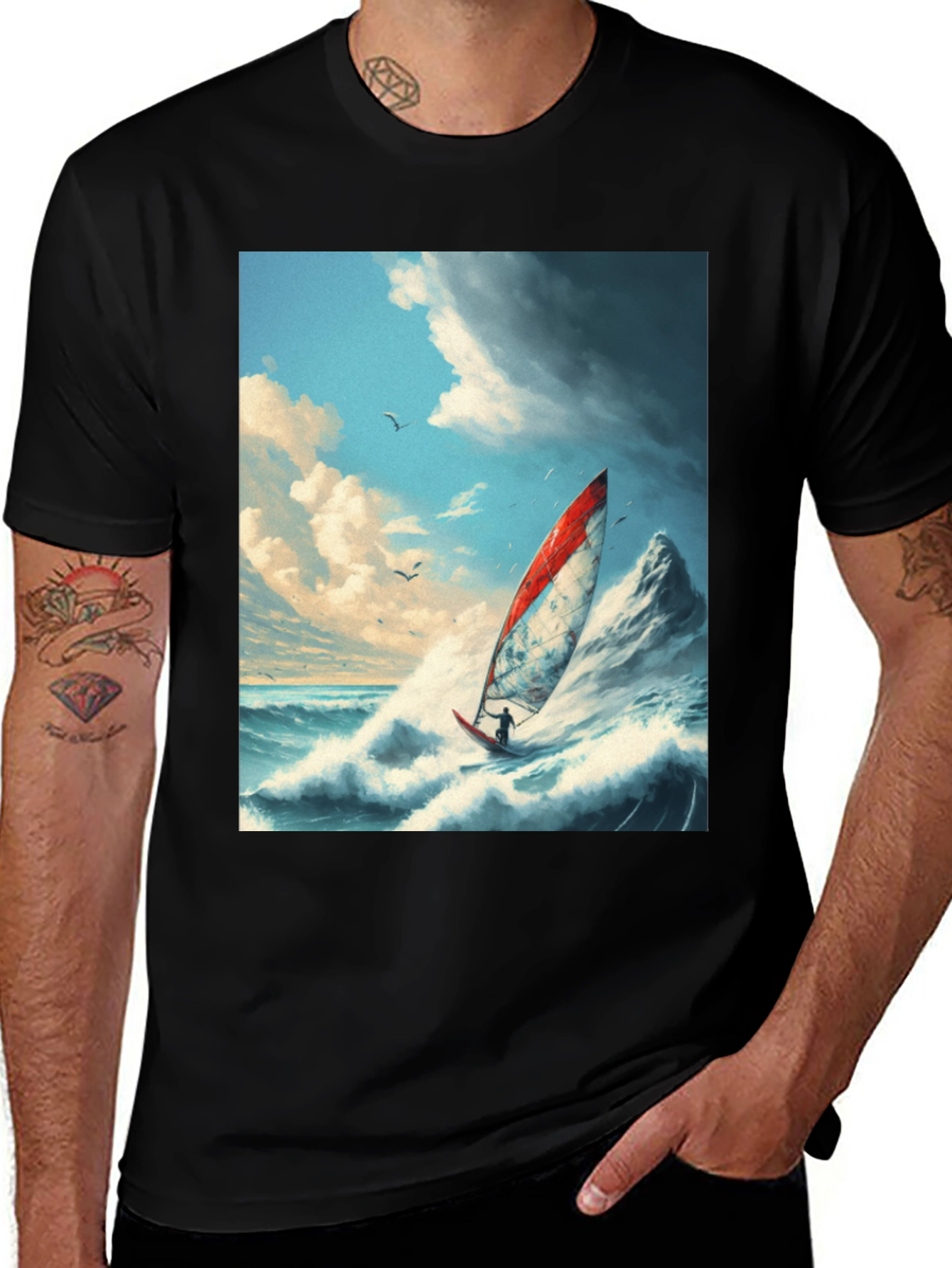 Variant 27 of Windsurfing T-Shirt - Ocean Wave Design