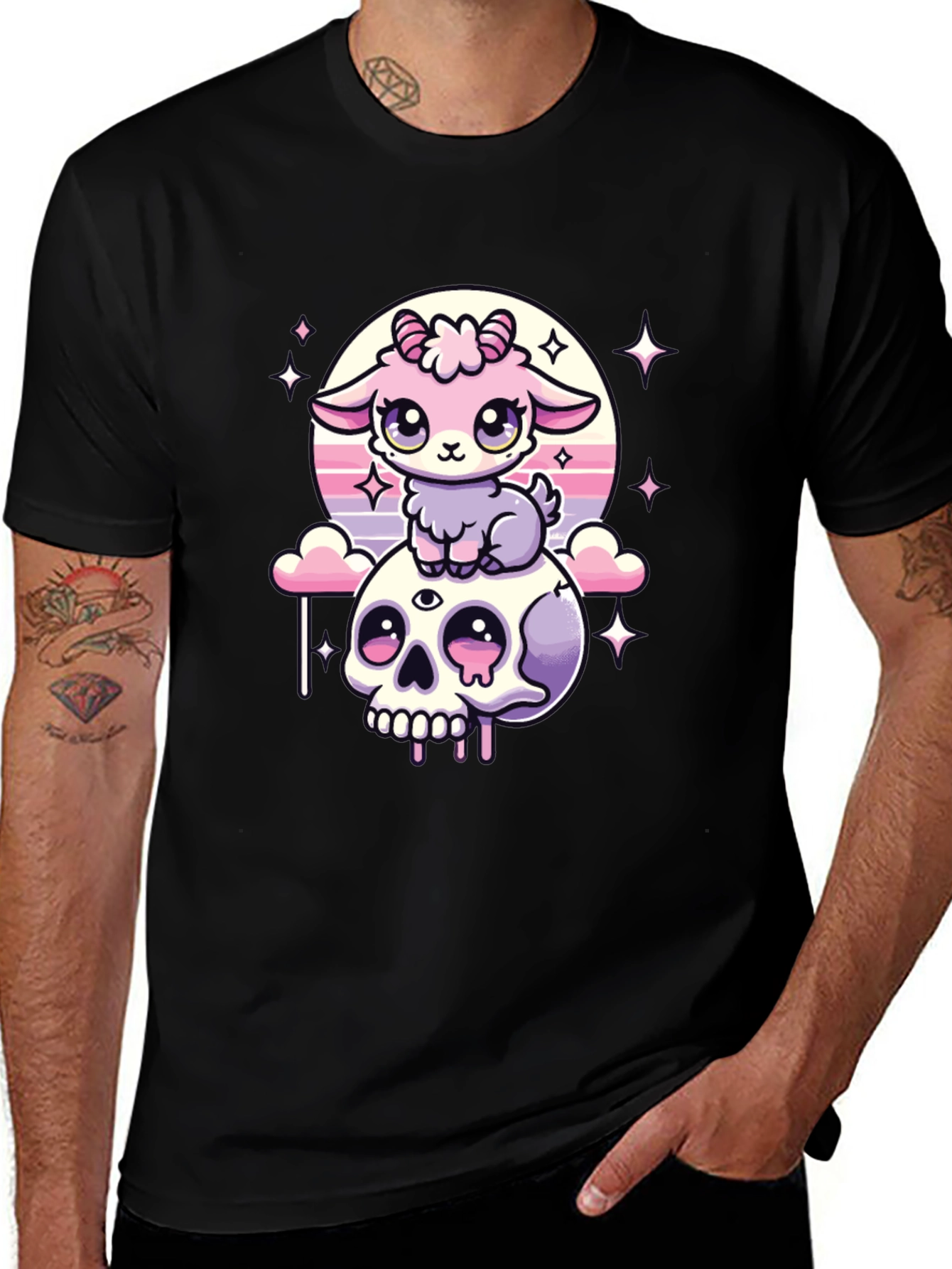 Cute Kawaii Goat Skull Pastel Goth T-Shirt