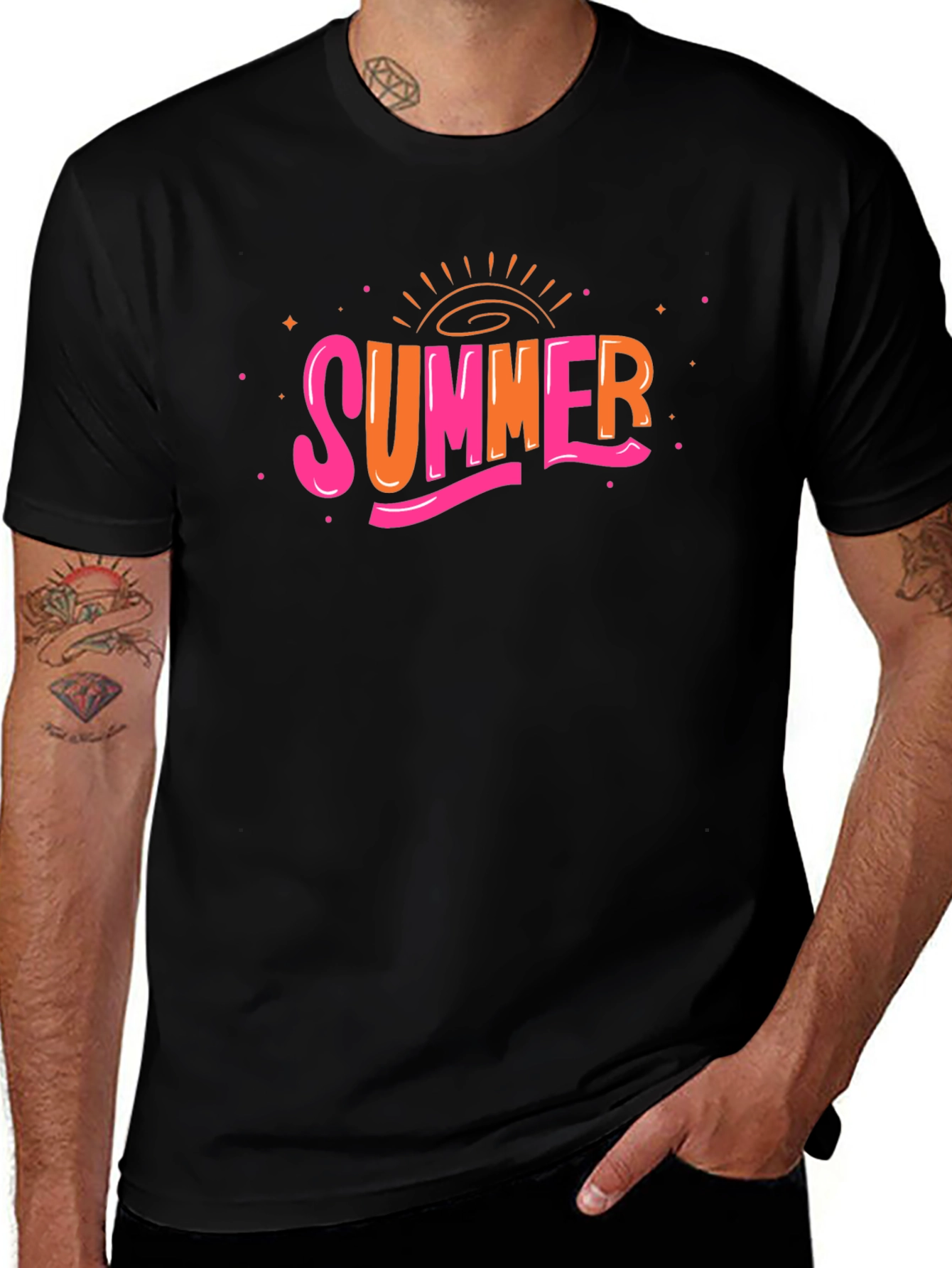 Variant 21 of Summer Graphic Tee - Trendy Black T-Shirt