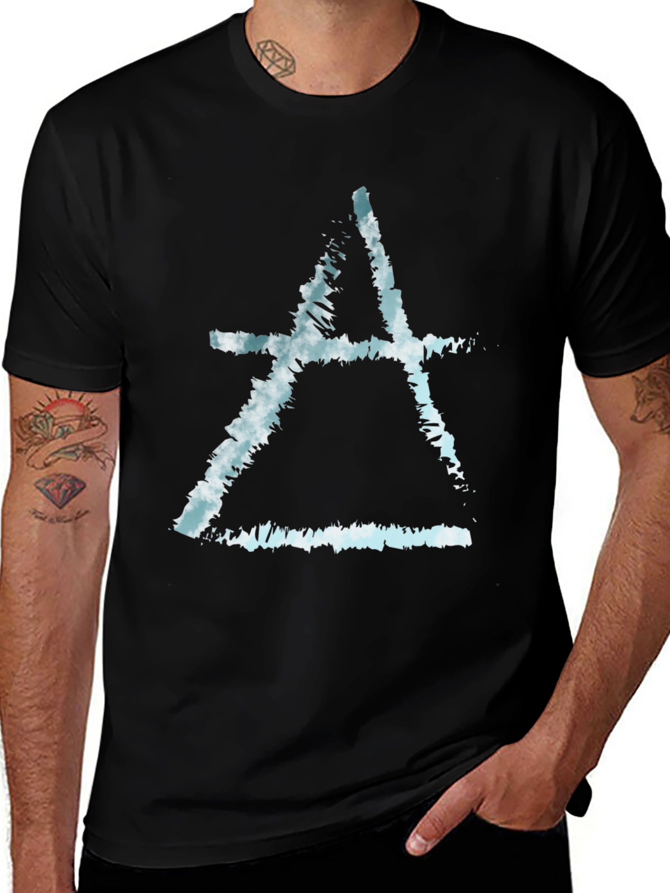 Variant 27 of Abstract Symbol Tee - Black Cotton Blend T-Shirt