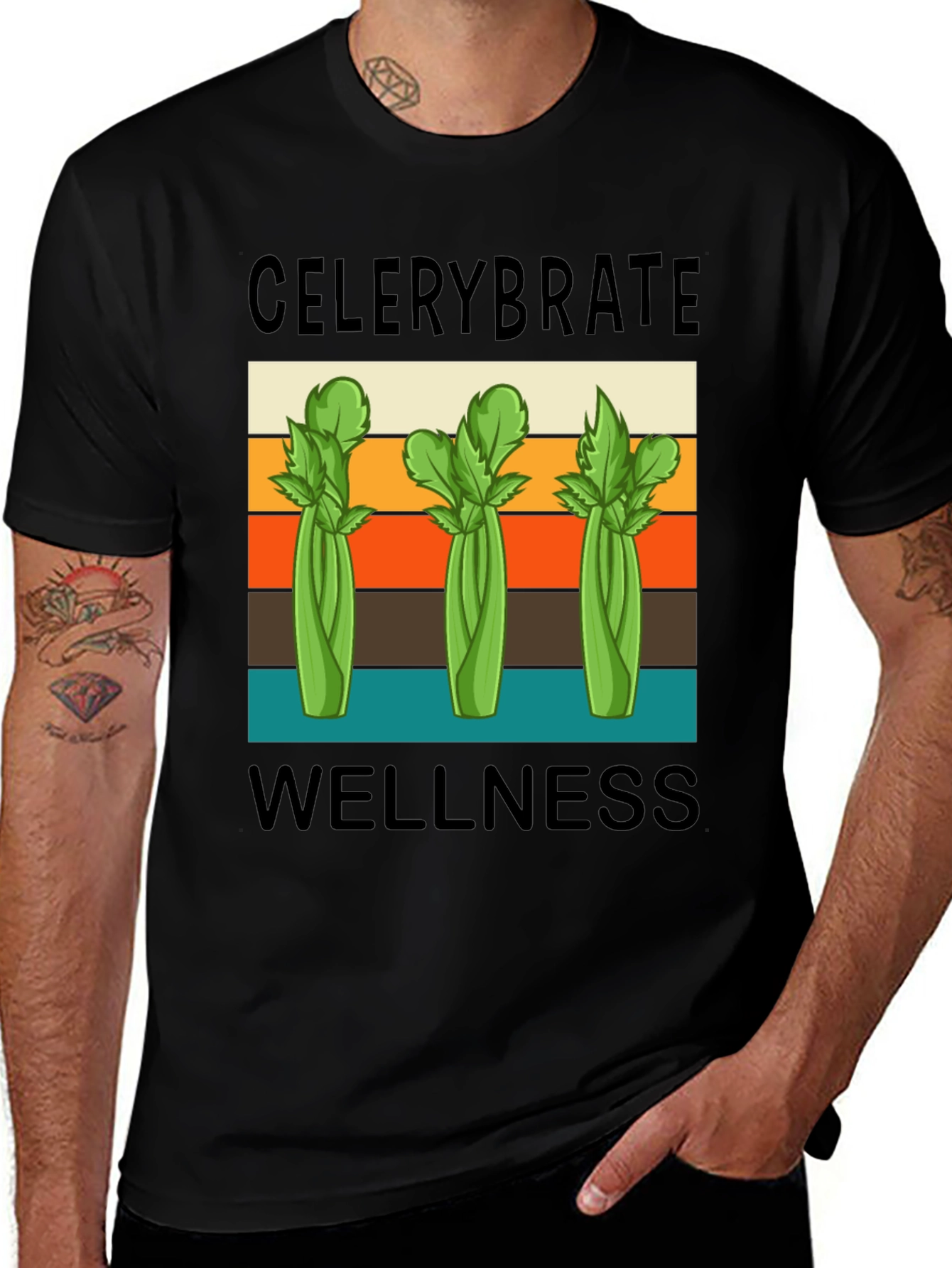 Variant 2 of Celerybrate Wellness T-Shirt - Retro Celery Design