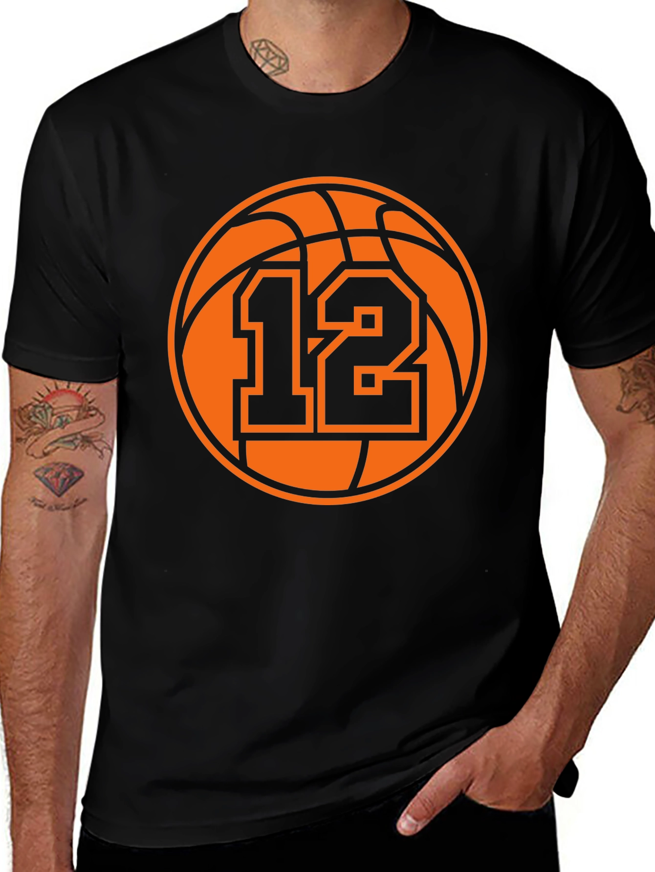 Variant 28 of Basketball Jersey Number 12 Graphic T-Shirt