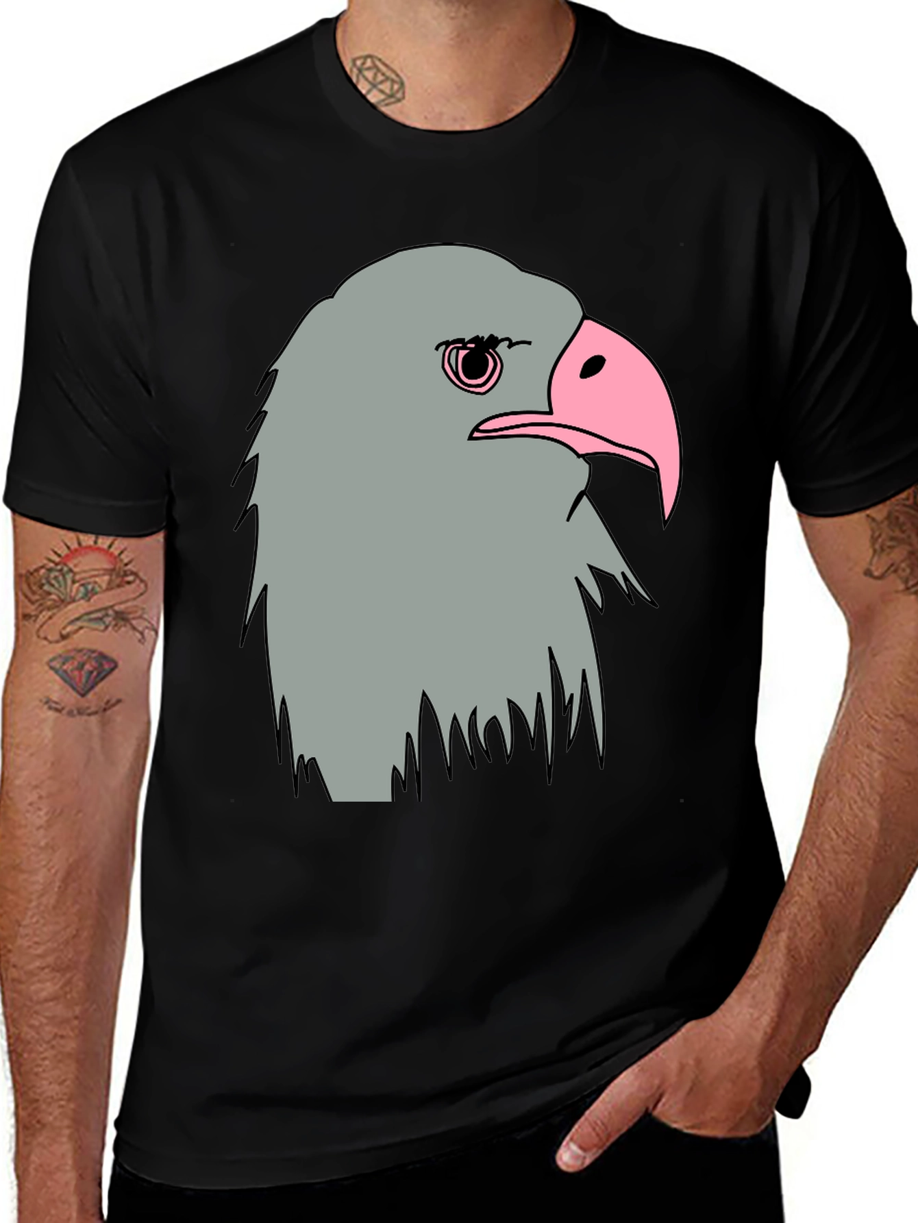 Variant 23 of Eagle Graphic Tee - Men's Black Cotton T-Shirt