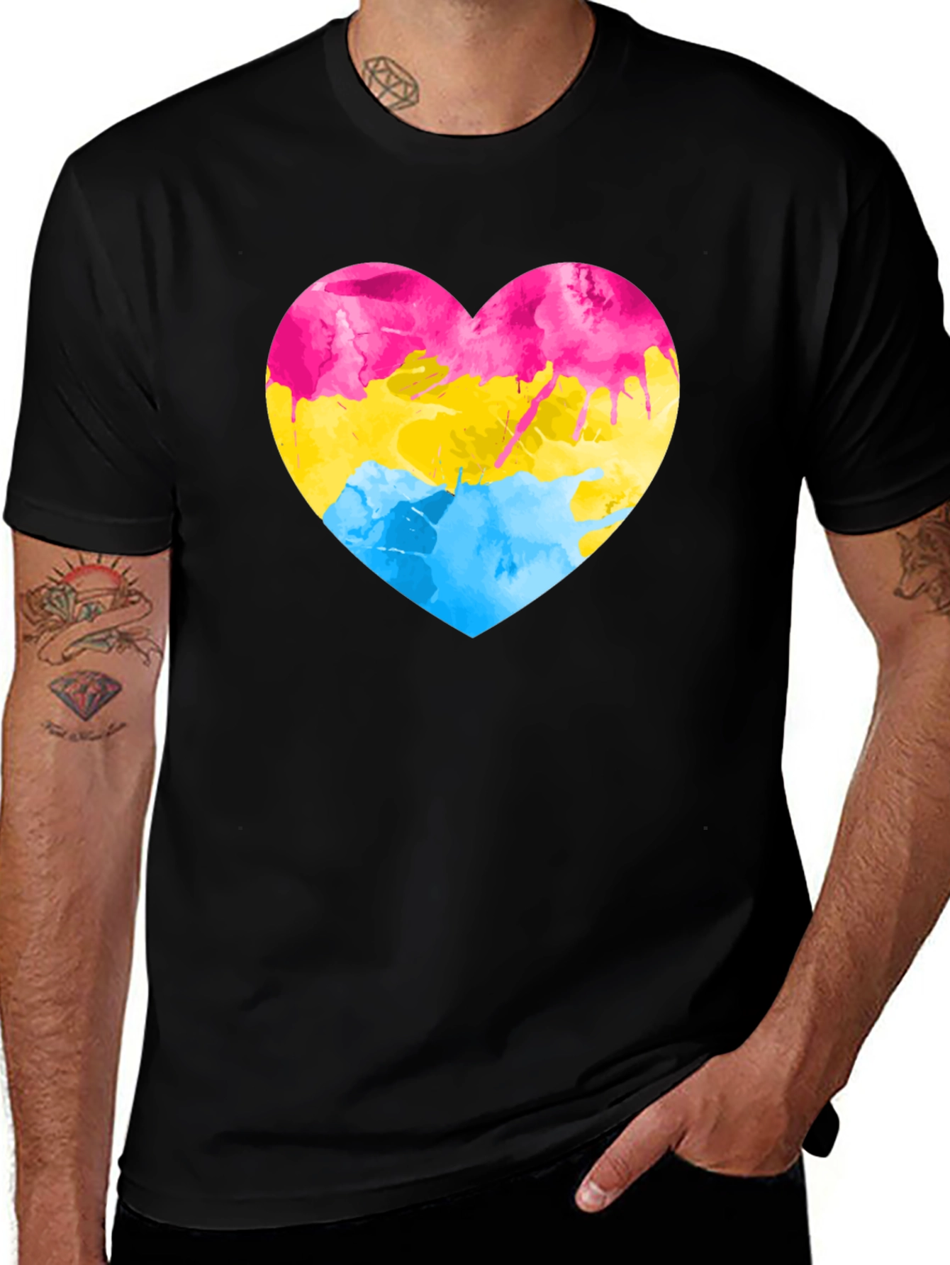 Variant 13 of Pansexual Pride Heart T-Shirt - Black