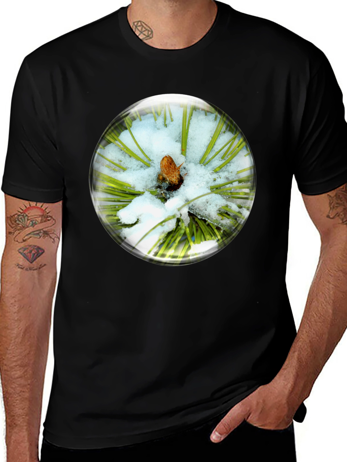 Variant 19 of Pine Needles & Snow Orb Graphic Tee