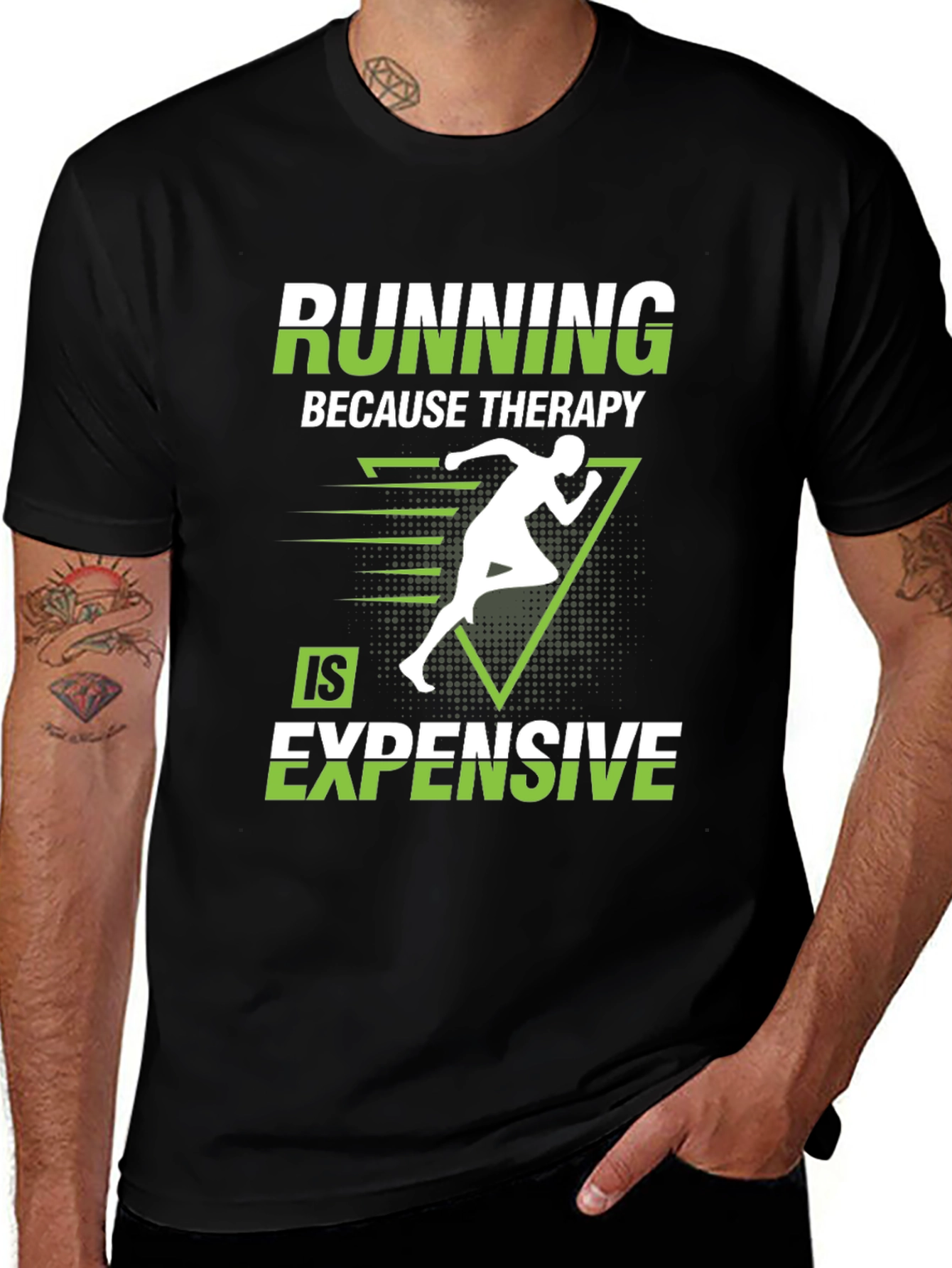 Variant 15 of Running Therapy Tee - Black Athletic T-Shirt