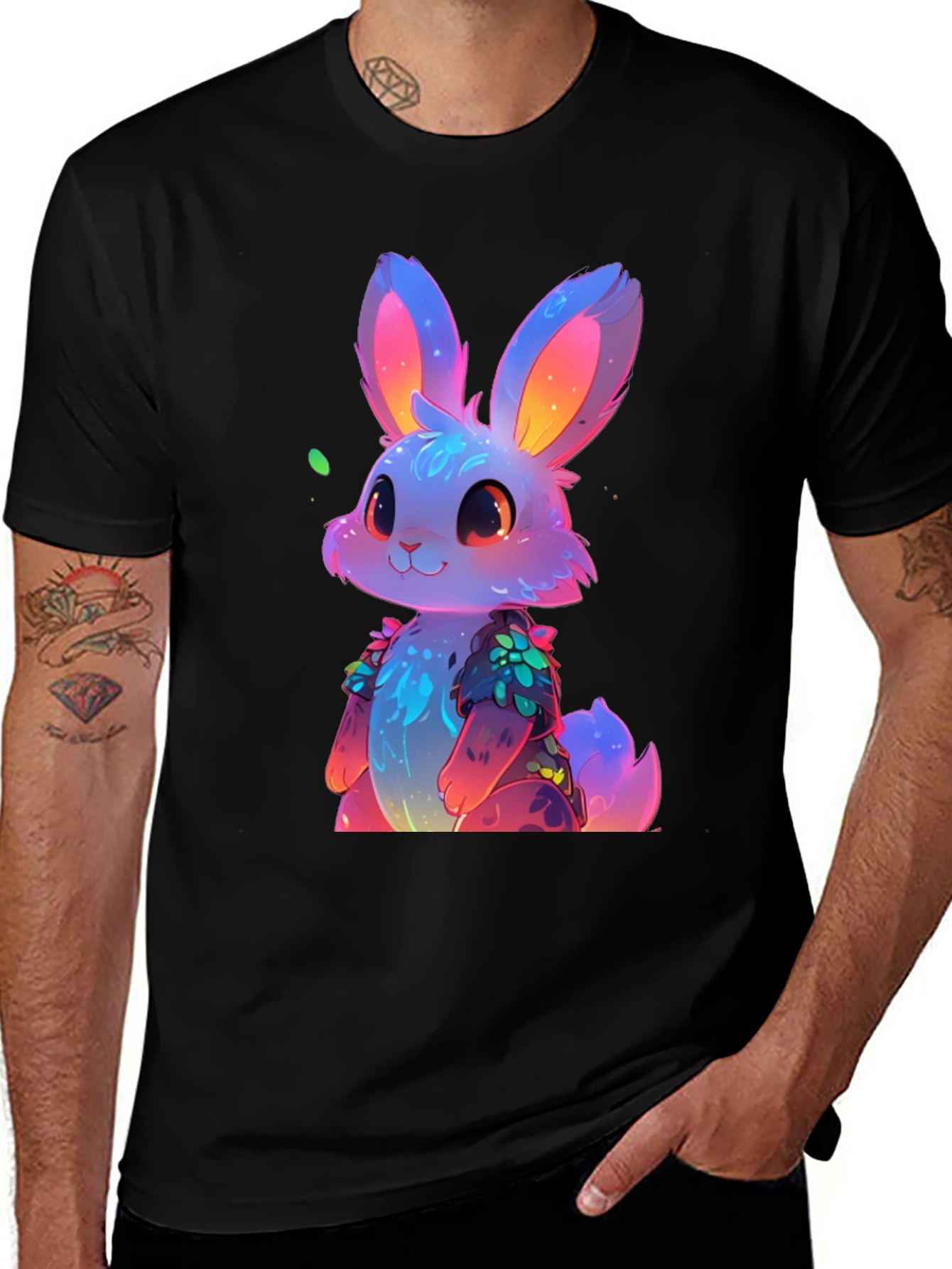 Variant 27 of Neon Bunny Graphic Tee - Black