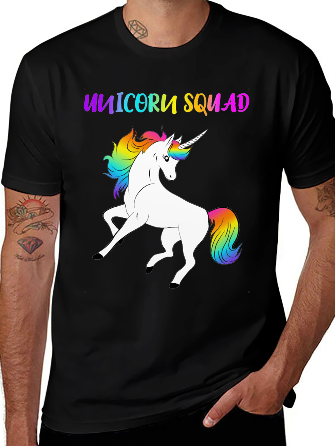 Variant 5 of Unicorn Squad Graphic Tee - Rainbow Design