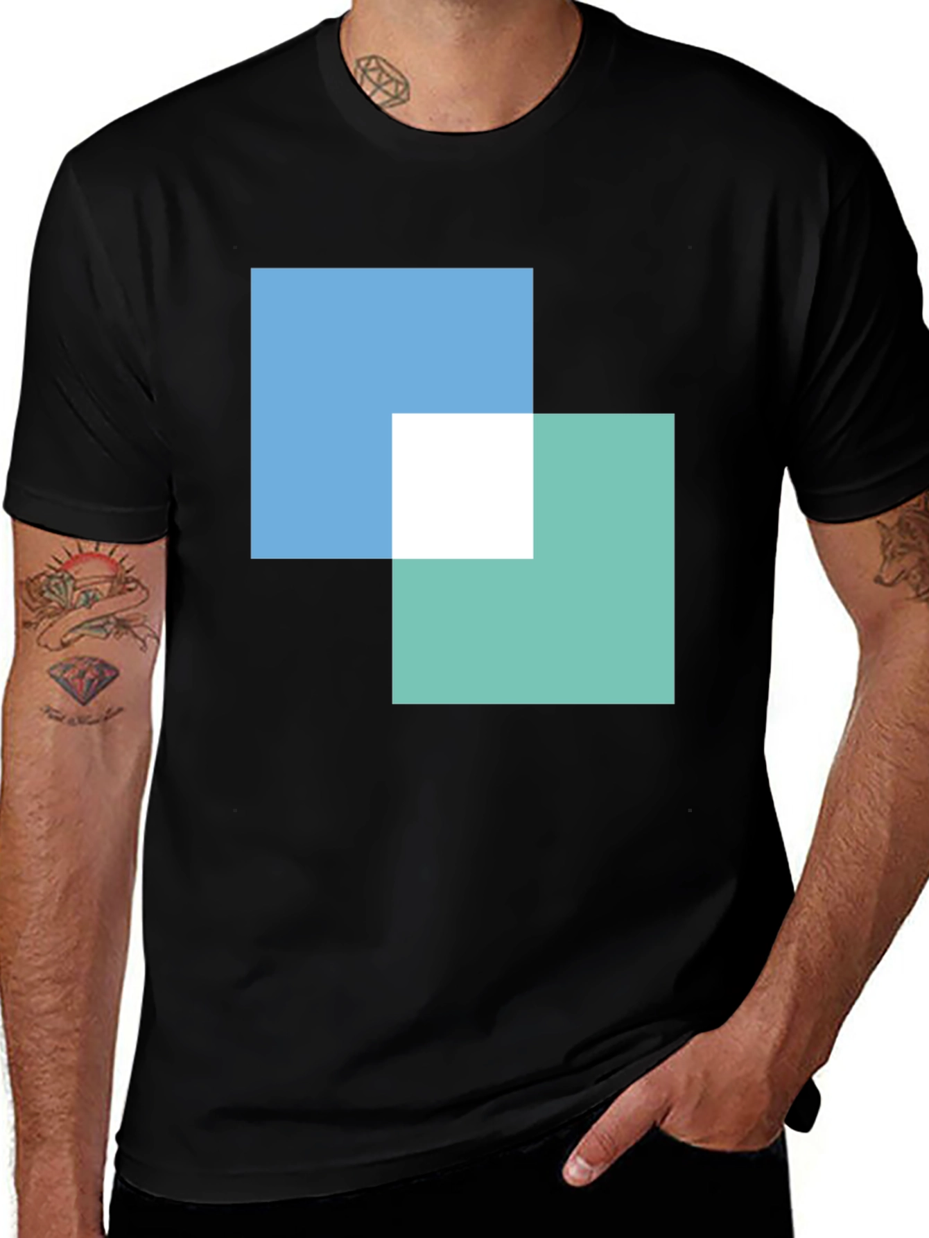 Modern Overlapping Squares Graphic Tee