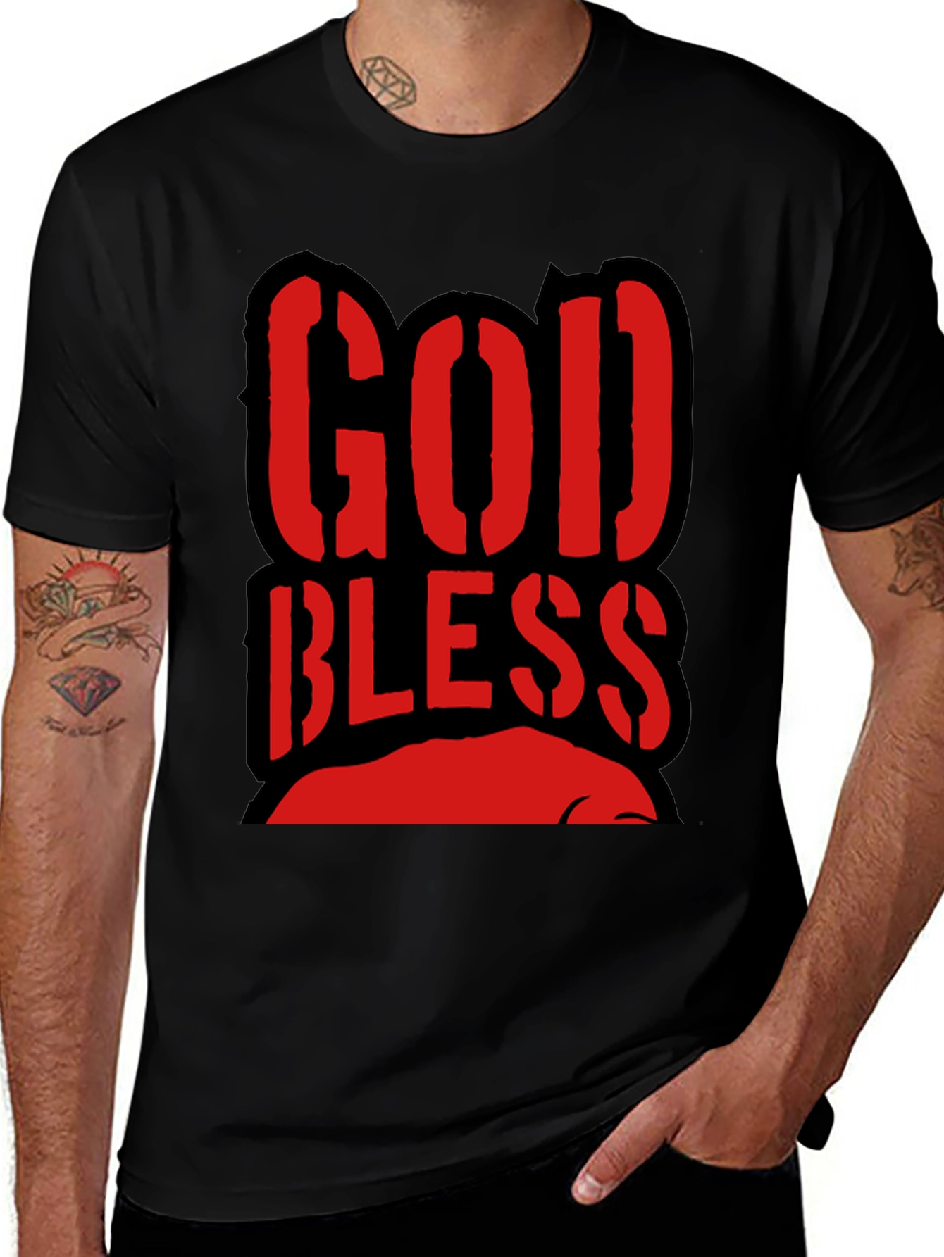Variant 11 of God Bless Graphic T-Shirt - Black