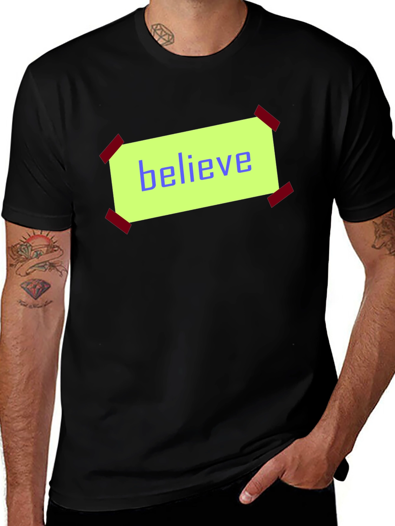 Variant 21 of Believe Graphic Print Black Cotton T-Shirt