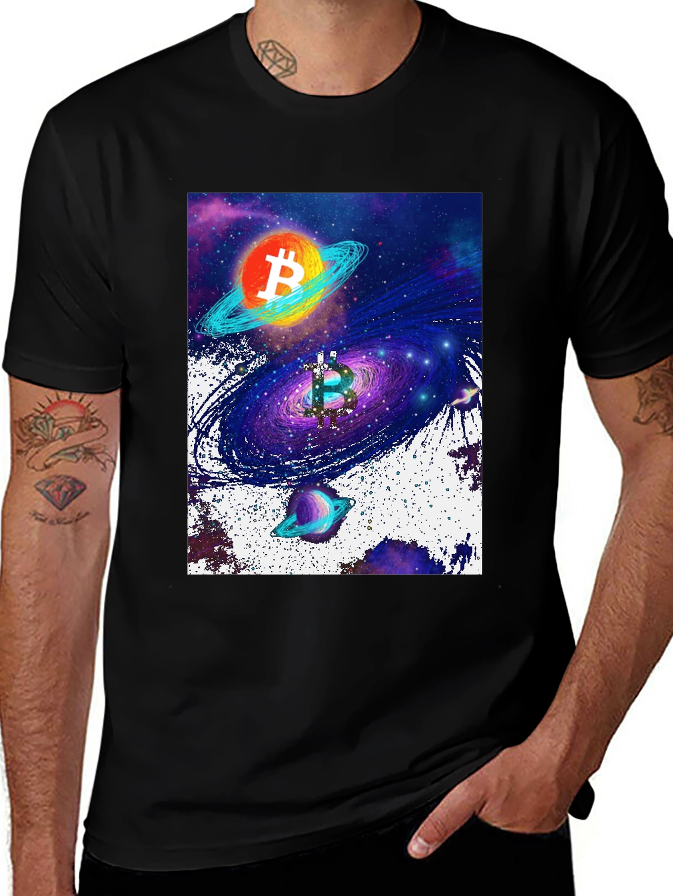 Bitcoin Galaxy Graphic Tee - Crypto Inspired Fashion
