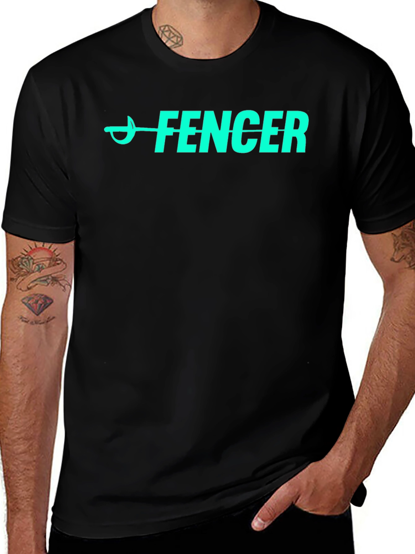 Variant 24 of Fencer Graphic Tee - Black Cotton Fencing T-Shirt