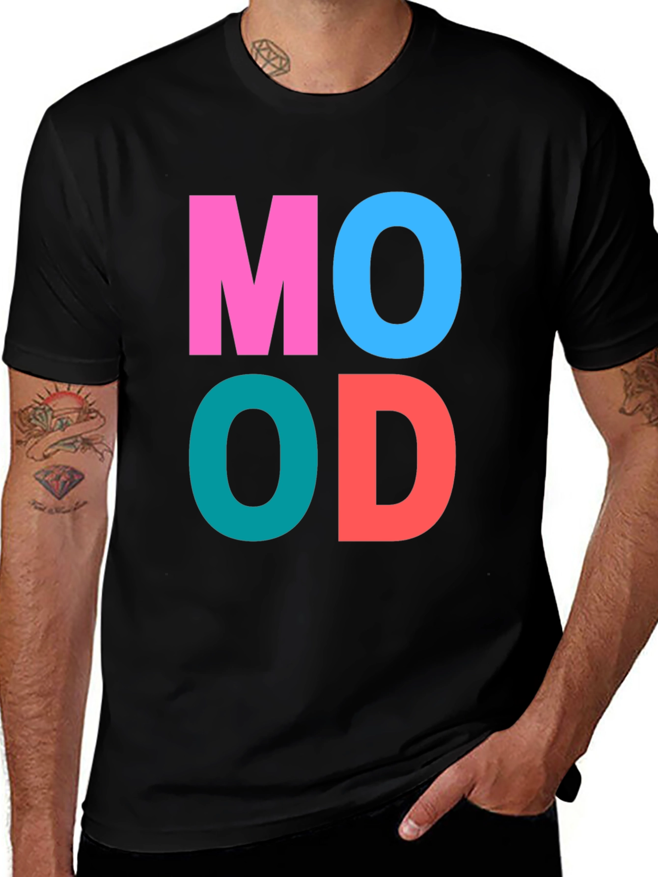 Variant 2 of Trendy 'Mood' Graphic Print Black T-Shirt