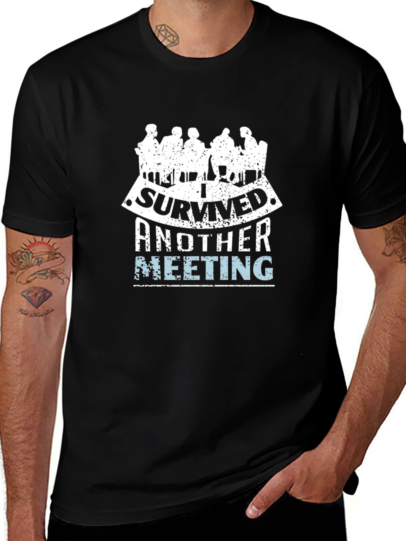 Variant 23 of I Survived Another Meeting Graphic Tee - Black