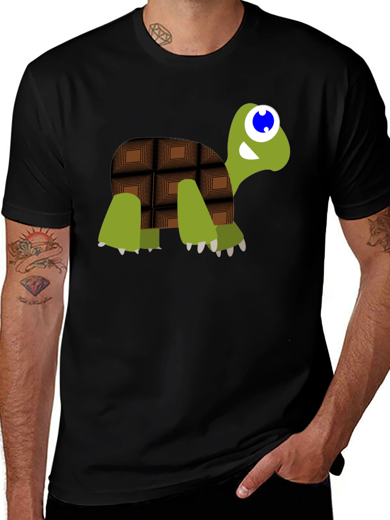 Variant 30 of Chocolate Turtle Graphic Tee - Cute Cartoon Design
