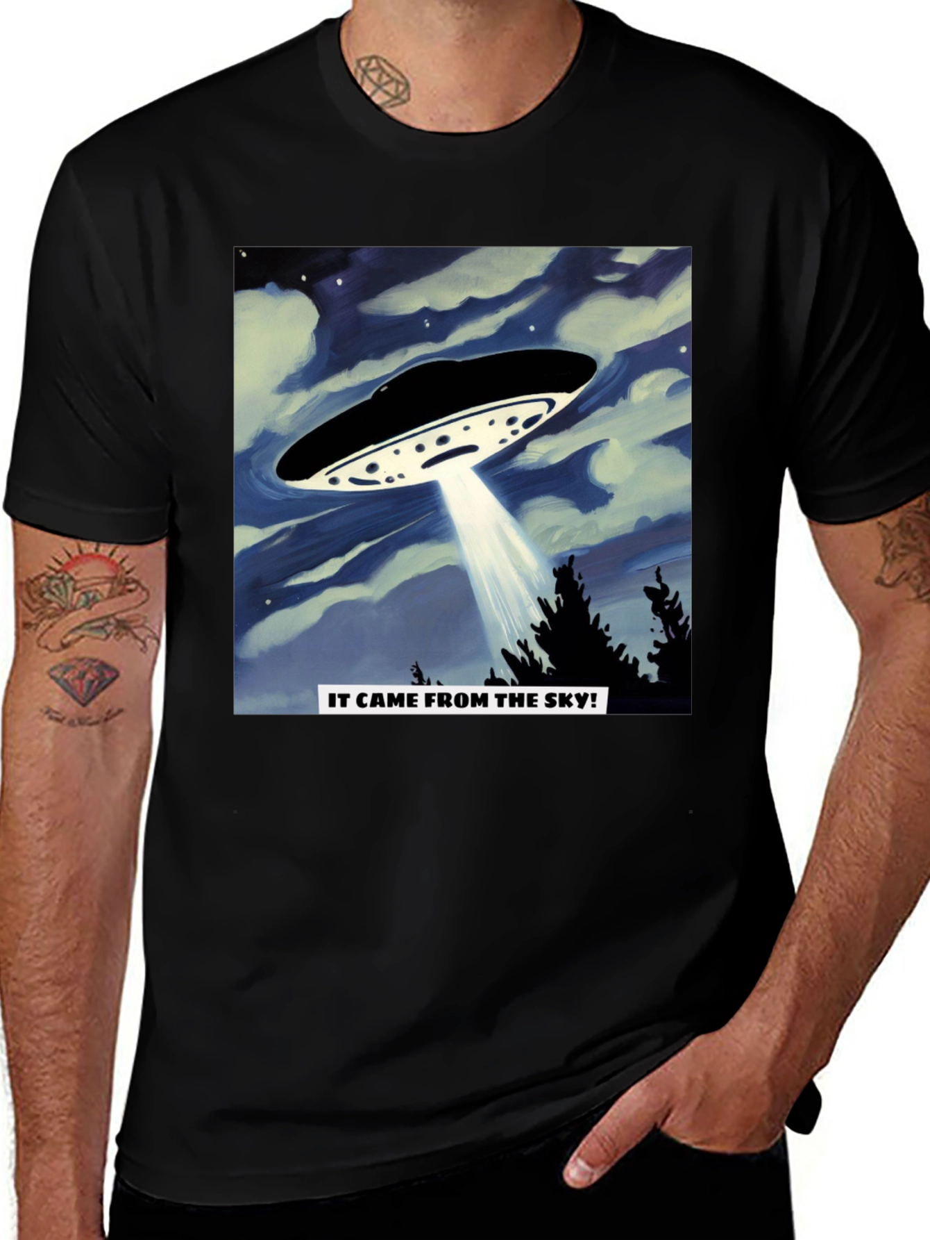 UFO Invasion T-Shirt - "It Came From The Sky!" Black Tee