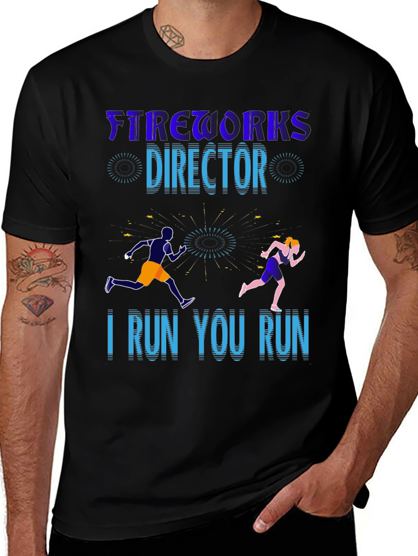 Variant 14 of Fireworks Director I Run You Run Graphic T-Shirt