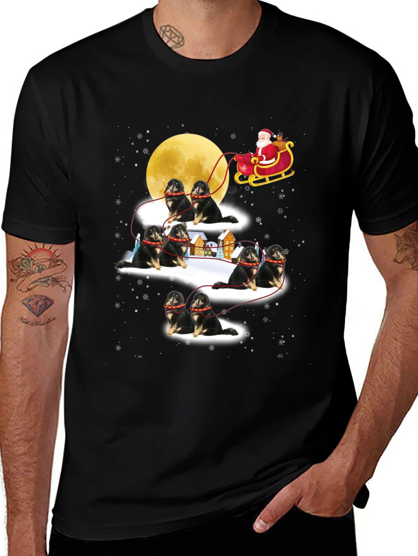Variant 3 of Santa Shiba Inu Sleigh T-Shirt