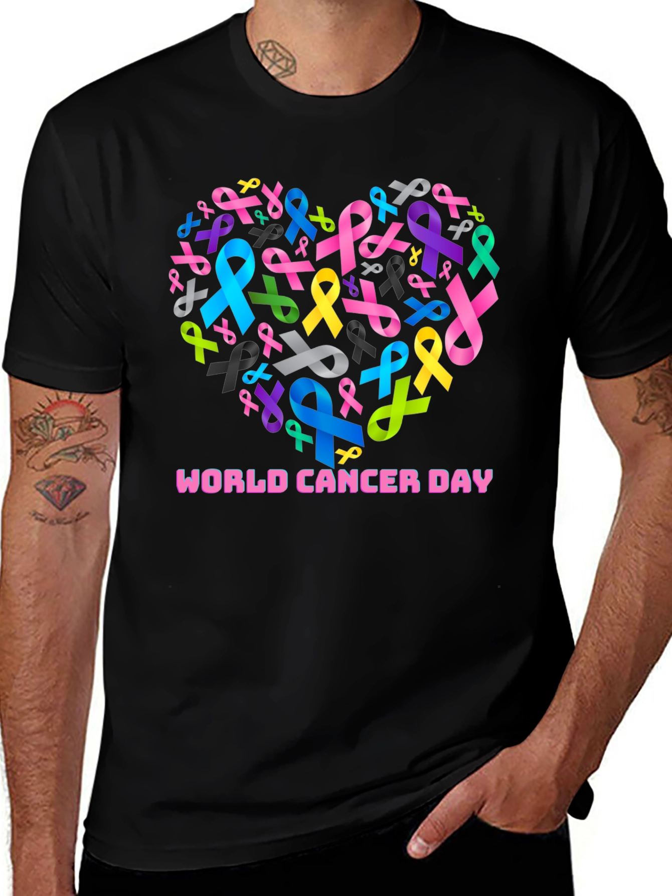 World Cancer Day Ribbon Heart T-Shirt