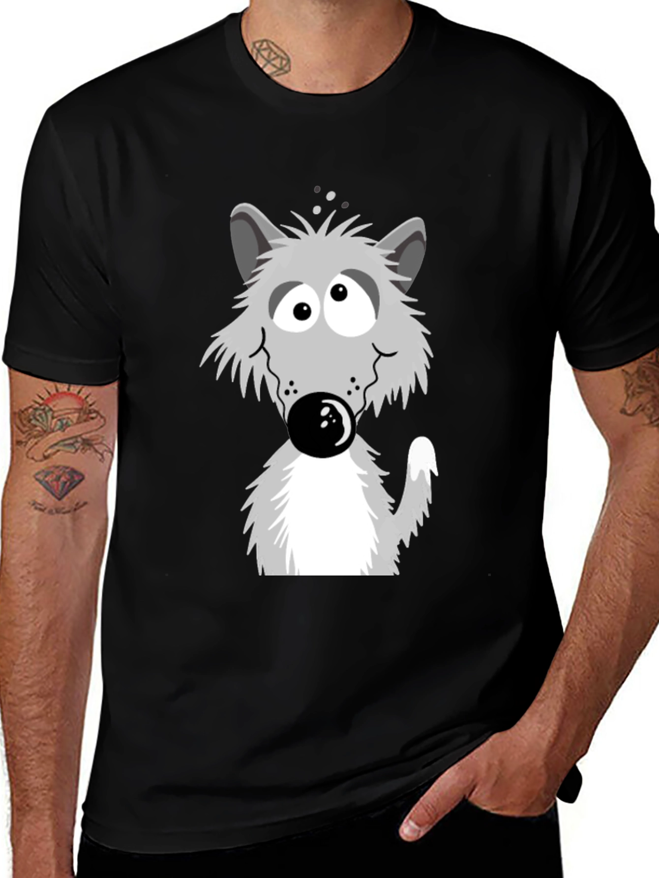 Variant 16 of Funny Wolf Graphic T-Shirt - Casual Black Tee