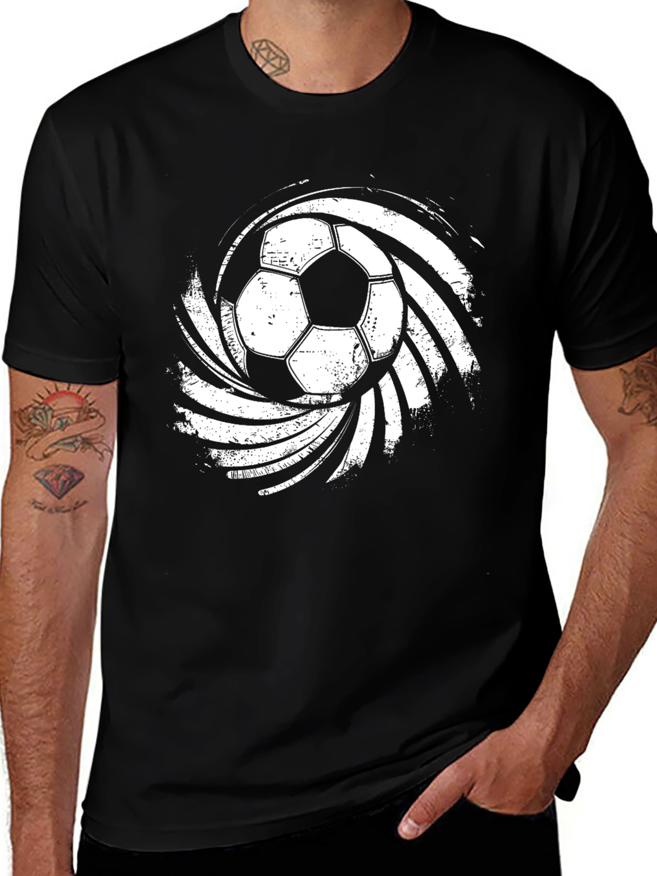 Variant 14 of Distressed Soccer Ball Graphic T-Shirt