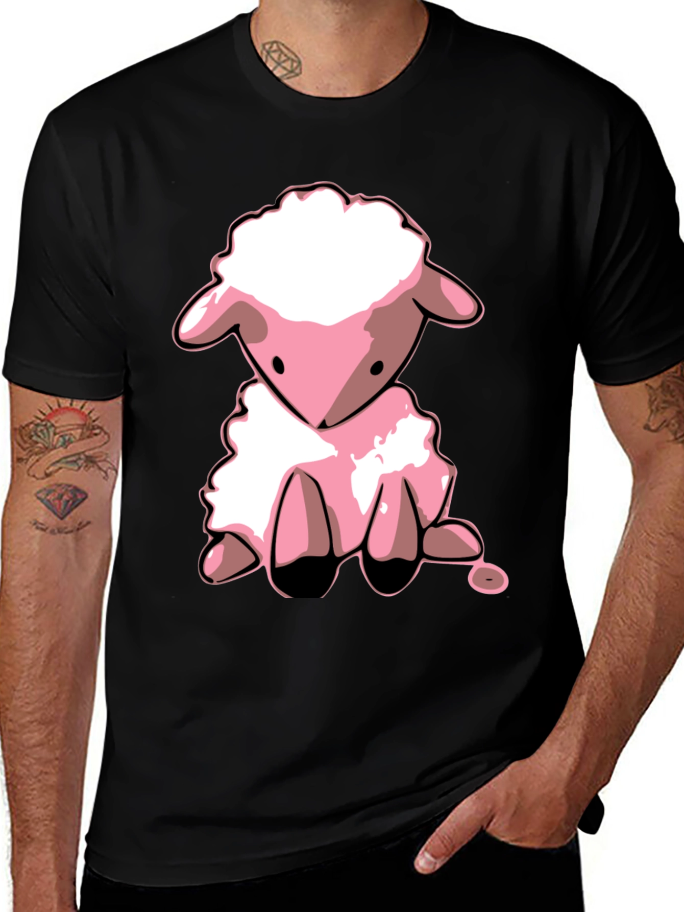 Variant 26 of Cute Pink Lamb Graphic Tee - Soft & Stylish