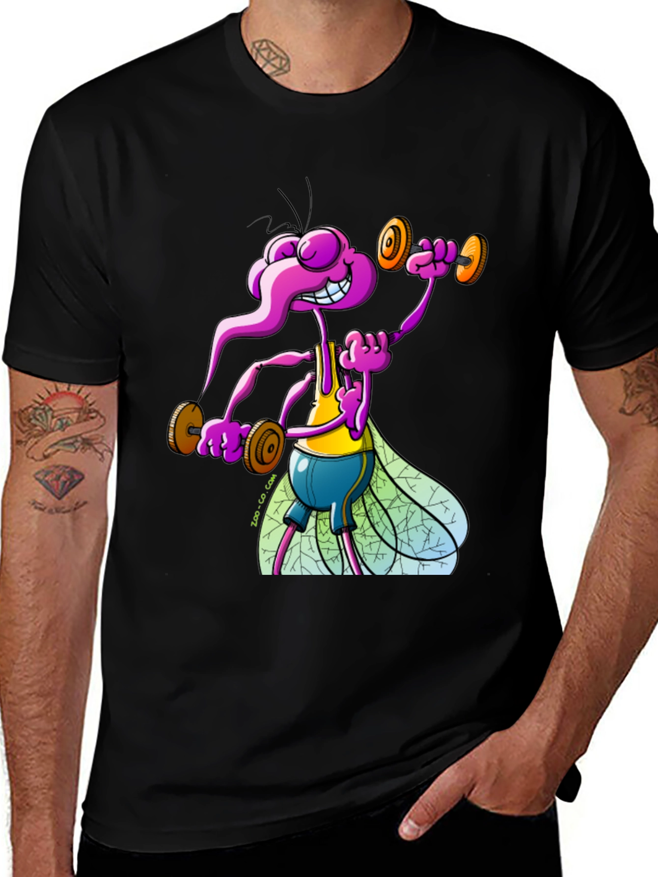 Variant 21 of Weightlifting Fly Cartoon T-Shirt