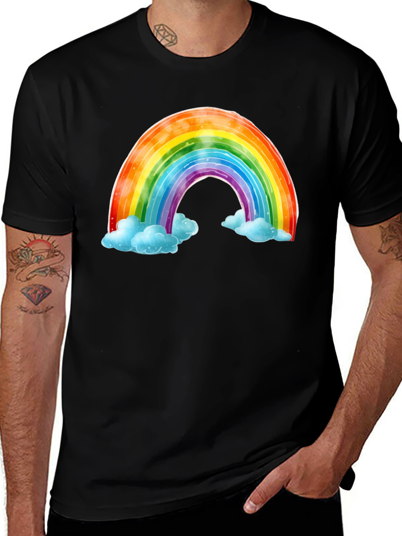 Variant 2 of Rainbow & Cloud Graphic Tee - Soft Cotton Comfort