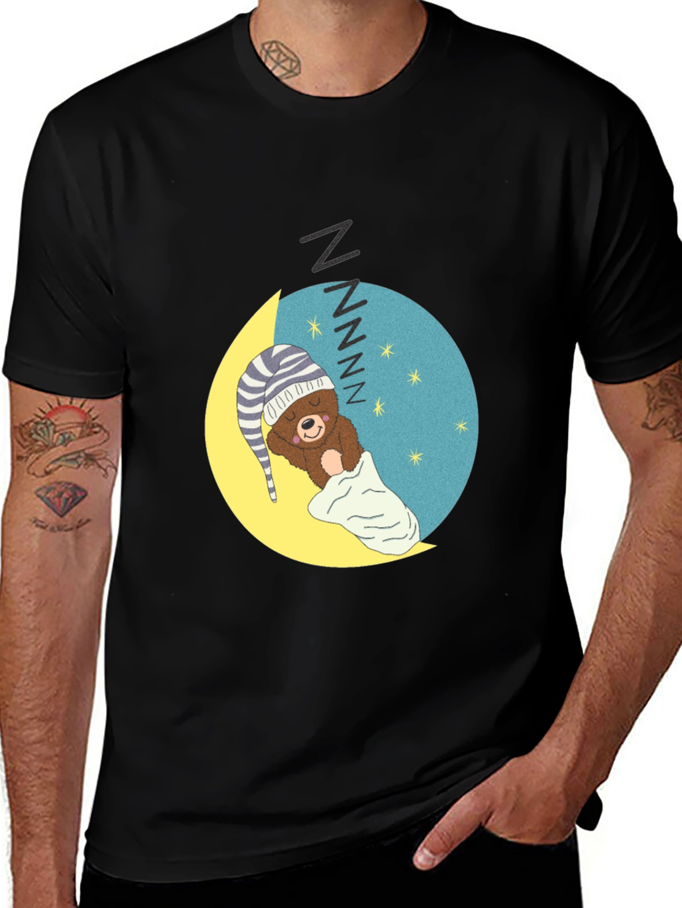 Variant 21 of Sleepy Bear Moon T-Shirt - Cute Graphic Tee