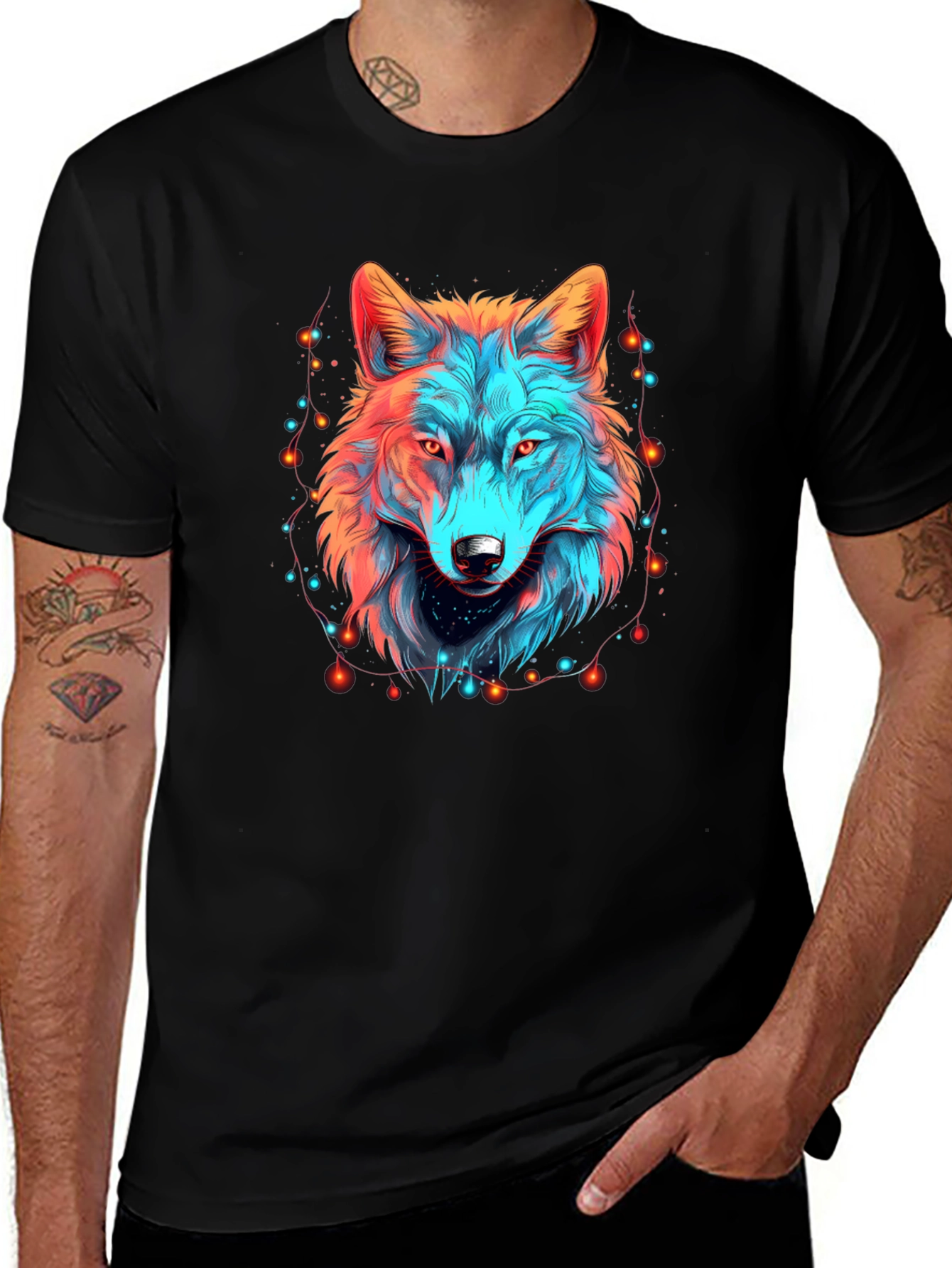 Variant 9 of Neon Wolf Graphic Tee - Unique Animal Design