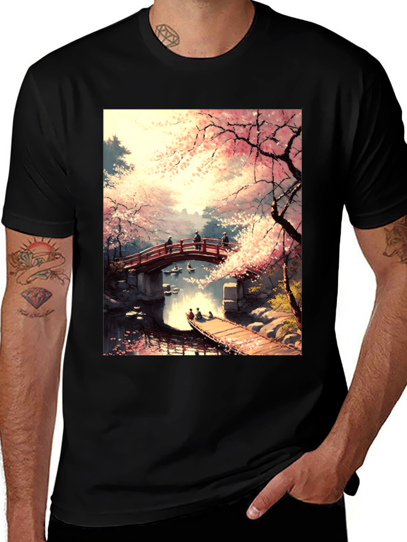Variant 5 of Cherry Blossom Bridge Graphic Tee