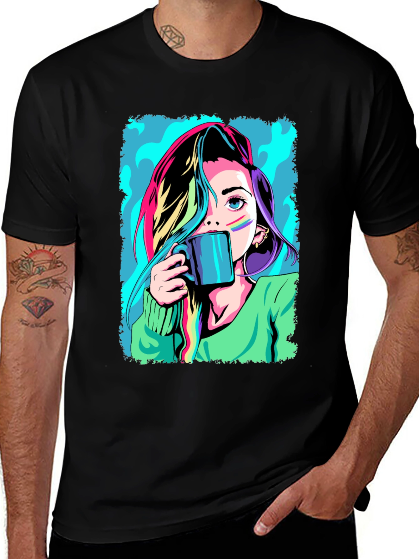 Variant 19 of Anime Girl Graphic T-Shirt - Colorful Design