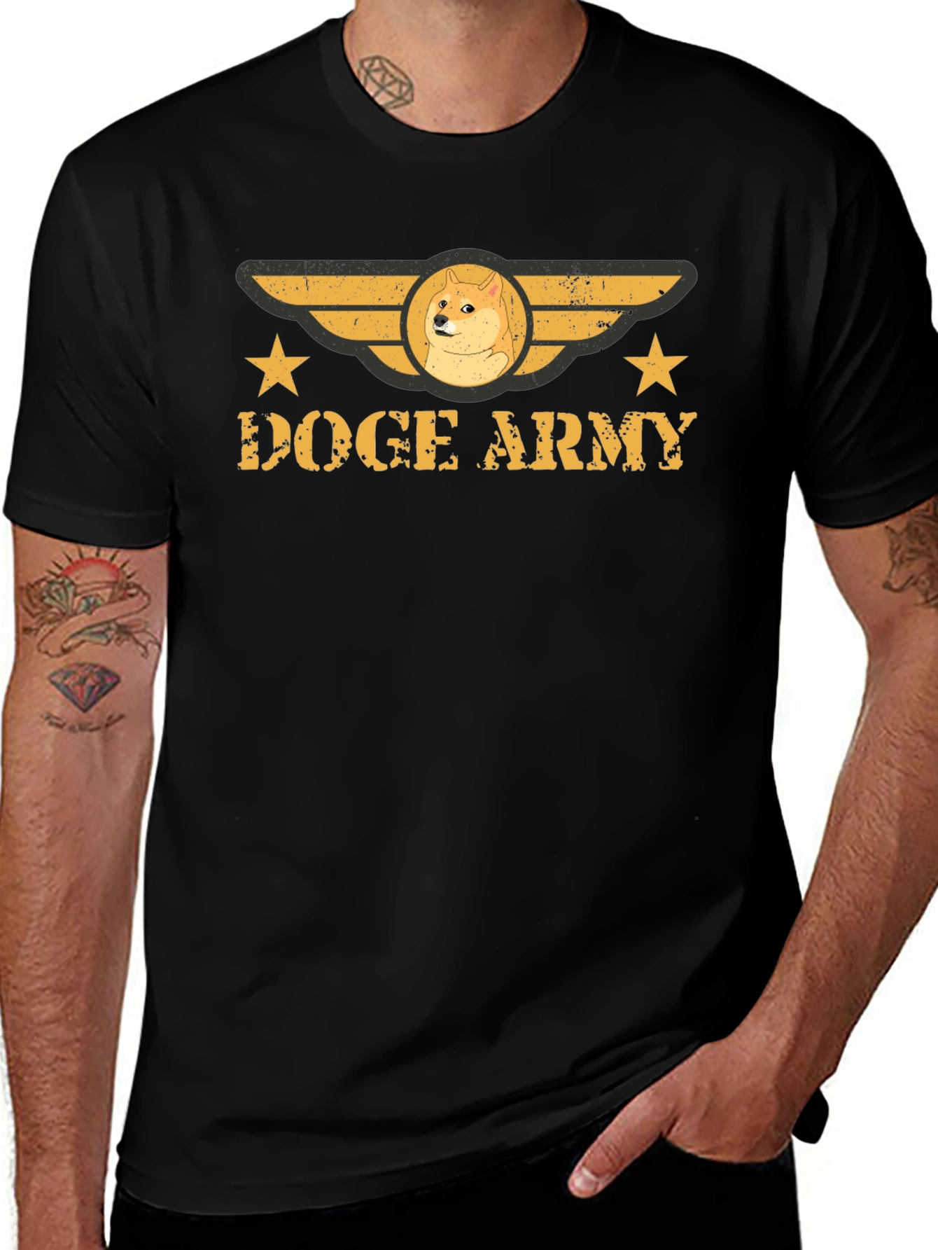Doge Army Graphic T-Shirt - Black
