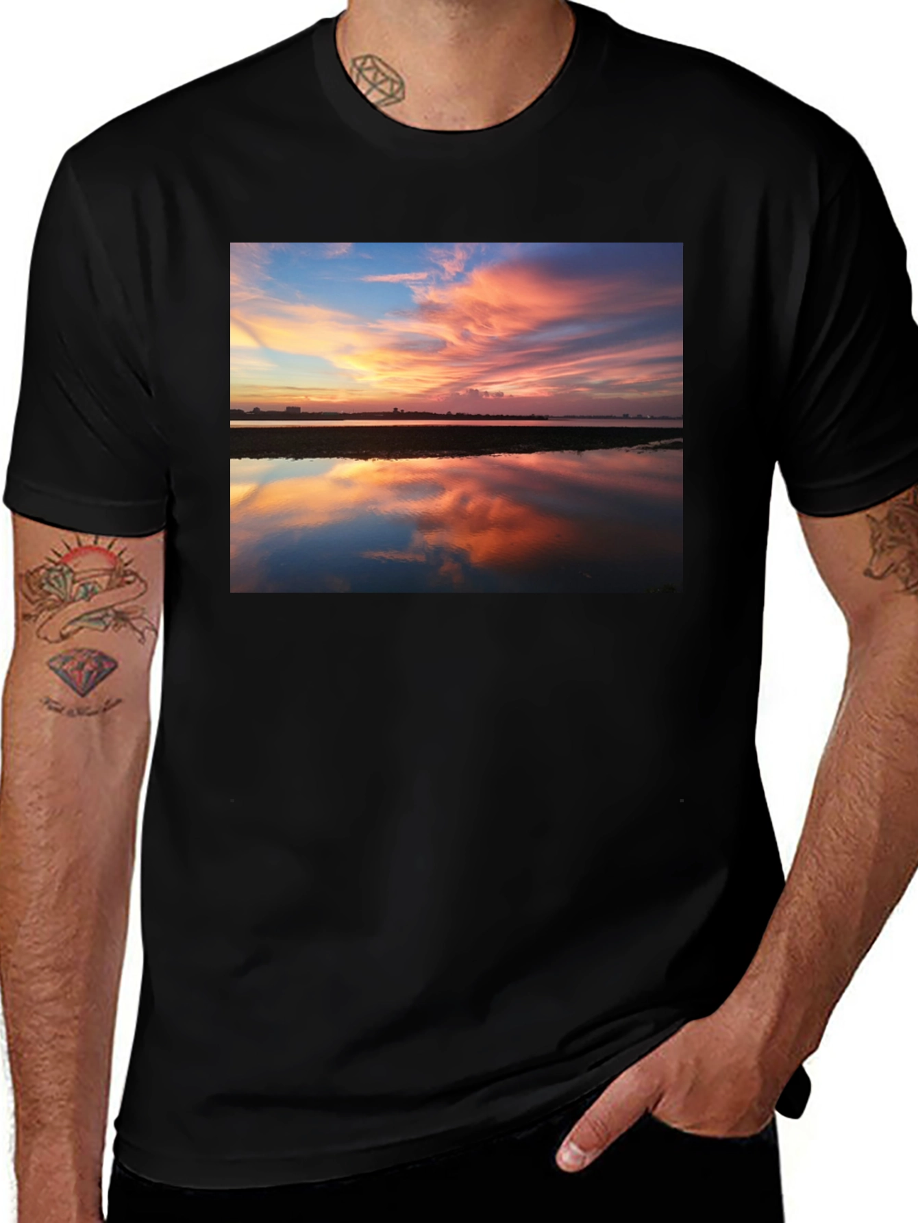 Variant 21 of Sunset Reflection Graphic Tee - Black