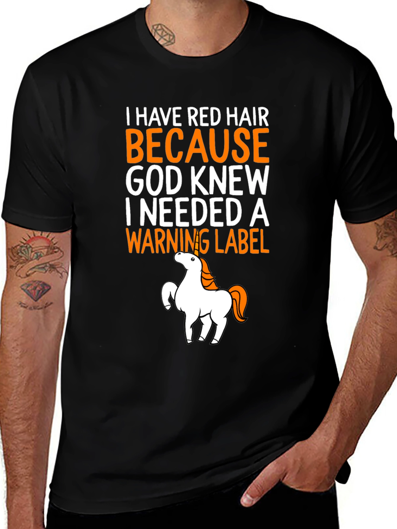 Variant 26 of Red Hair Warning Label Graphic Tee