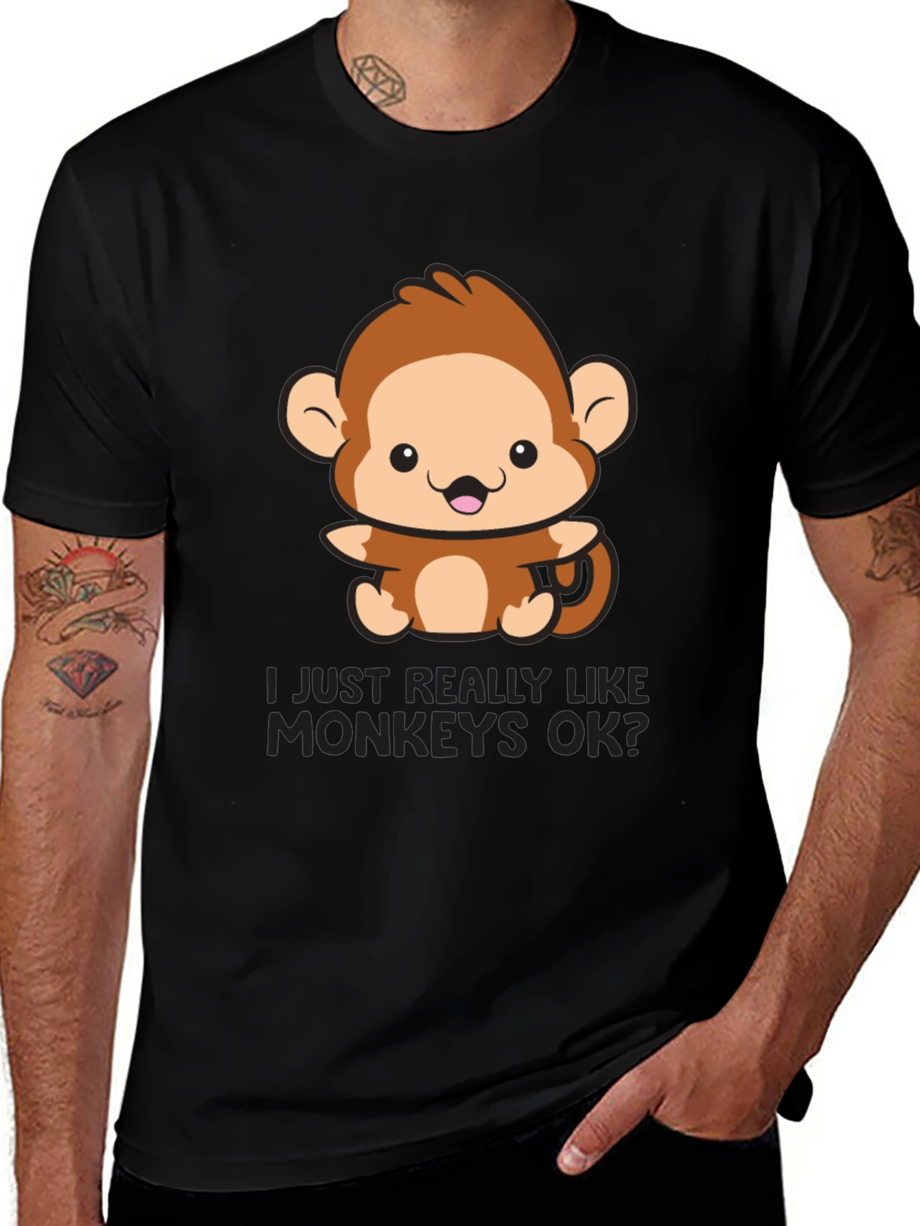Variant 13 of Cute Monkey T-Shirt - I Just Really Like Monkeys OK?
