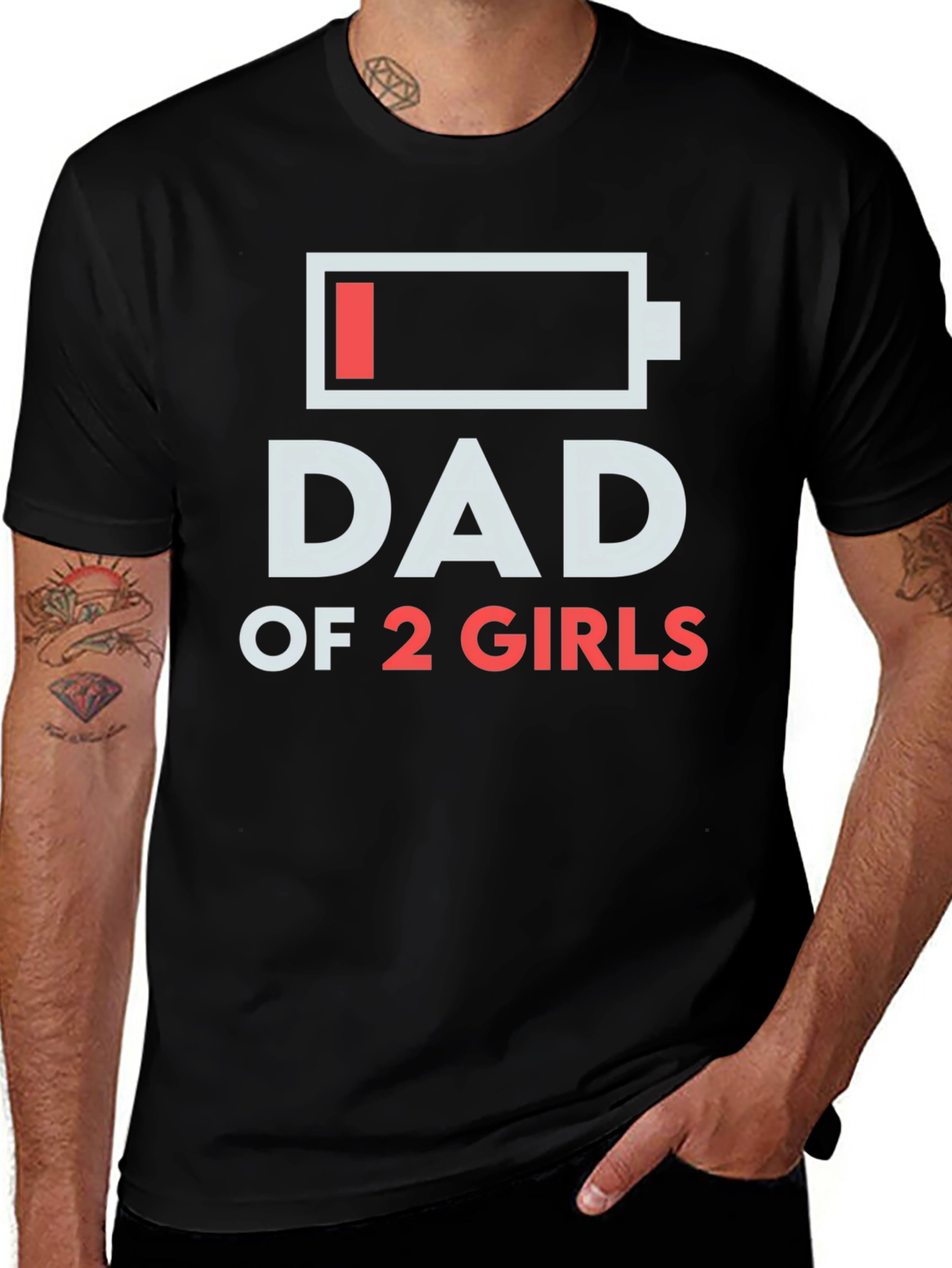 Variant 14 of Dad of 2 Girls Low Battery T-Shirt