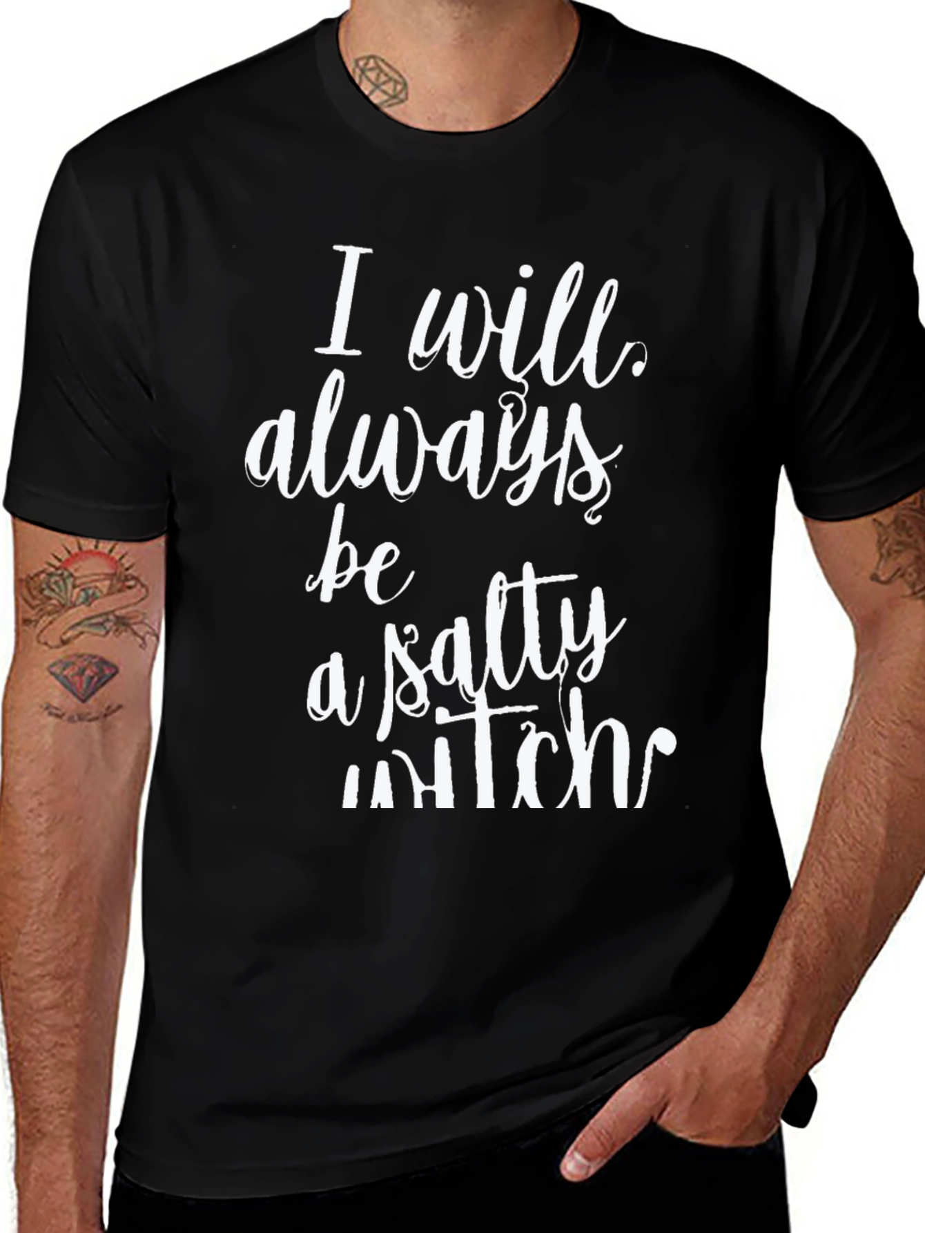 Variant 19 of Salty Witch Graphic Tee - Black Cotton Blend T-Shirt