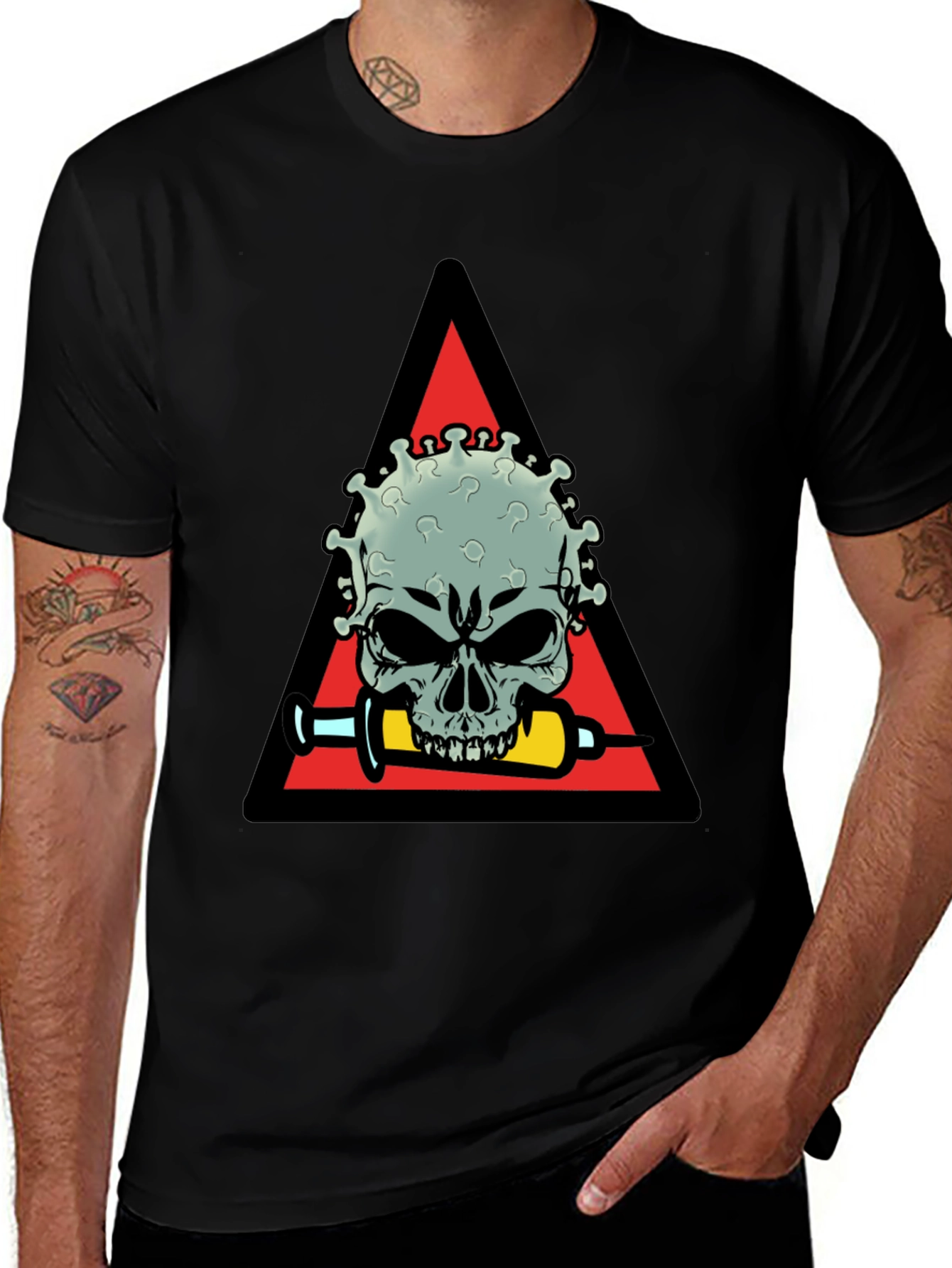 Variant 25 of Virus Skull Graphic Tee - Vaccine Humor Shirt