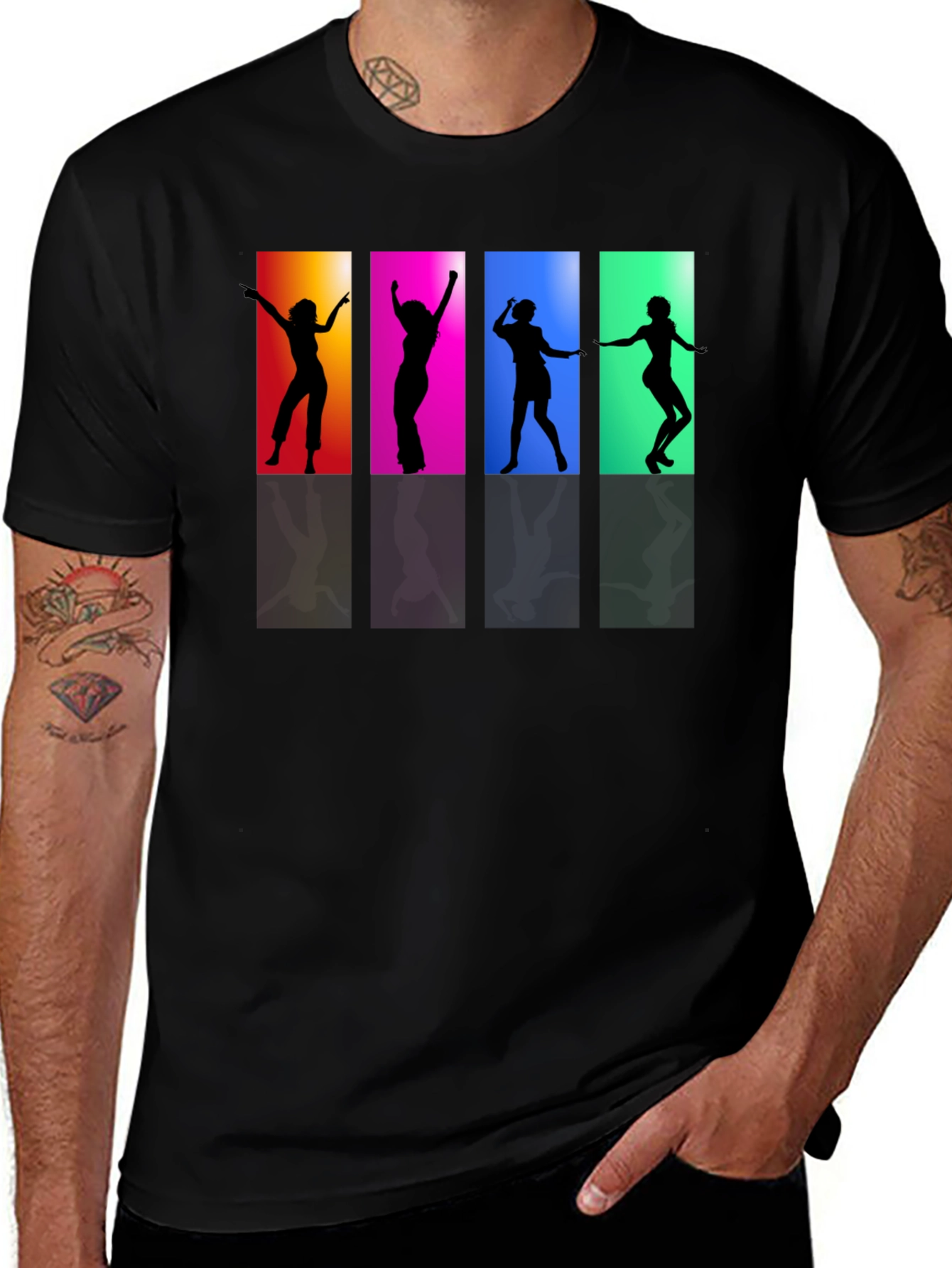 Variant 6 of Retro Dance Silhouette Graphic Tee - Black